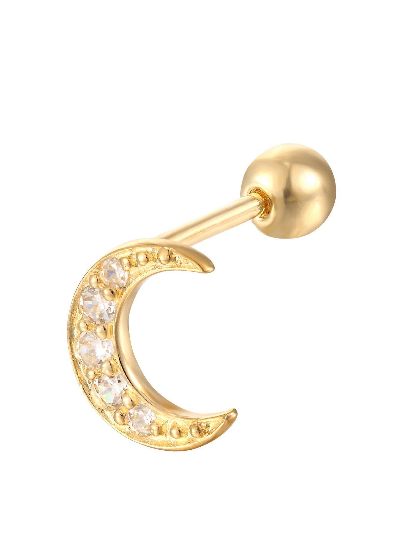 Product photograph of Seol Gold Crescent Moon Cz Stud Sold As Single from very.co.uk