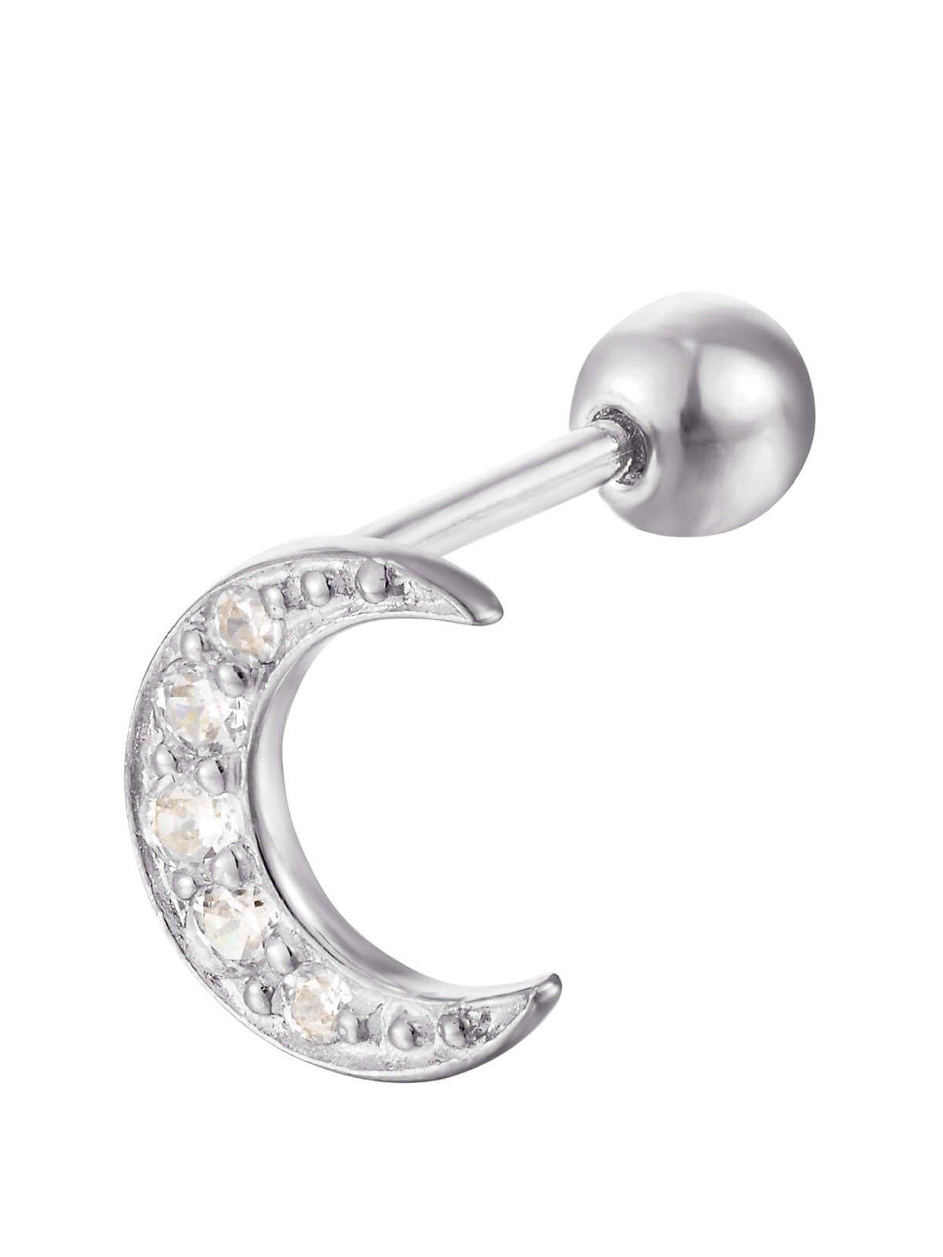 undefined Crescent Moon CZ Stud (Sold as single)