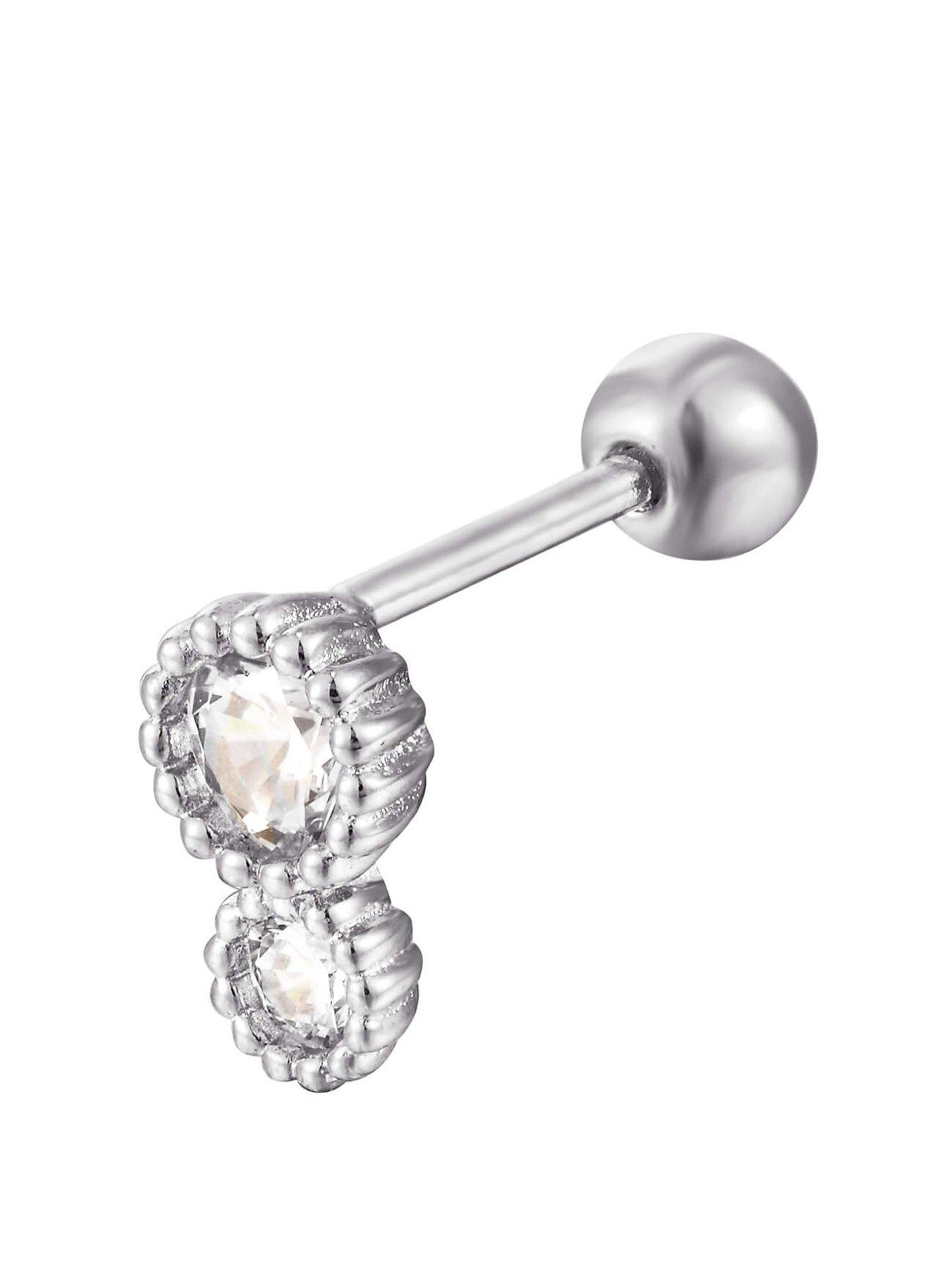 undefined Double Bezel CZ Stud (Sold as single)