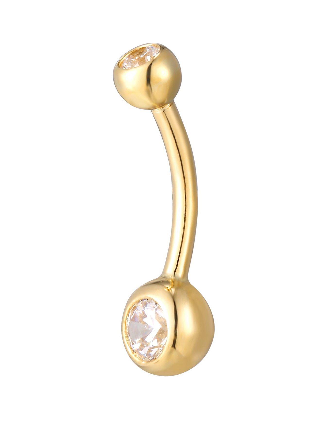 undefined CZ Bezel Belly Bar