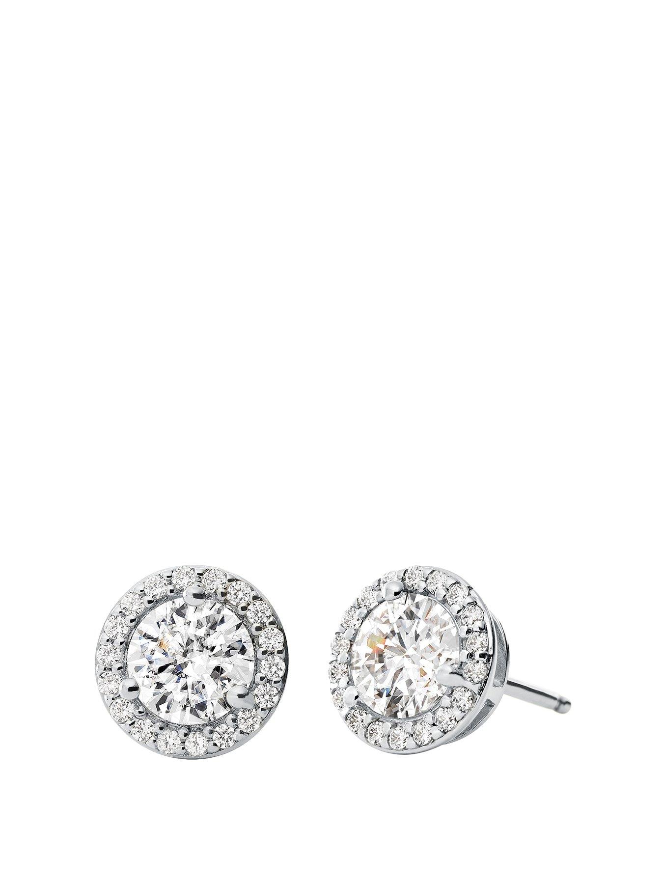 Product photograph of Michael Kors Women S Sterling Silver Cz Halo Studs from very.co.uk