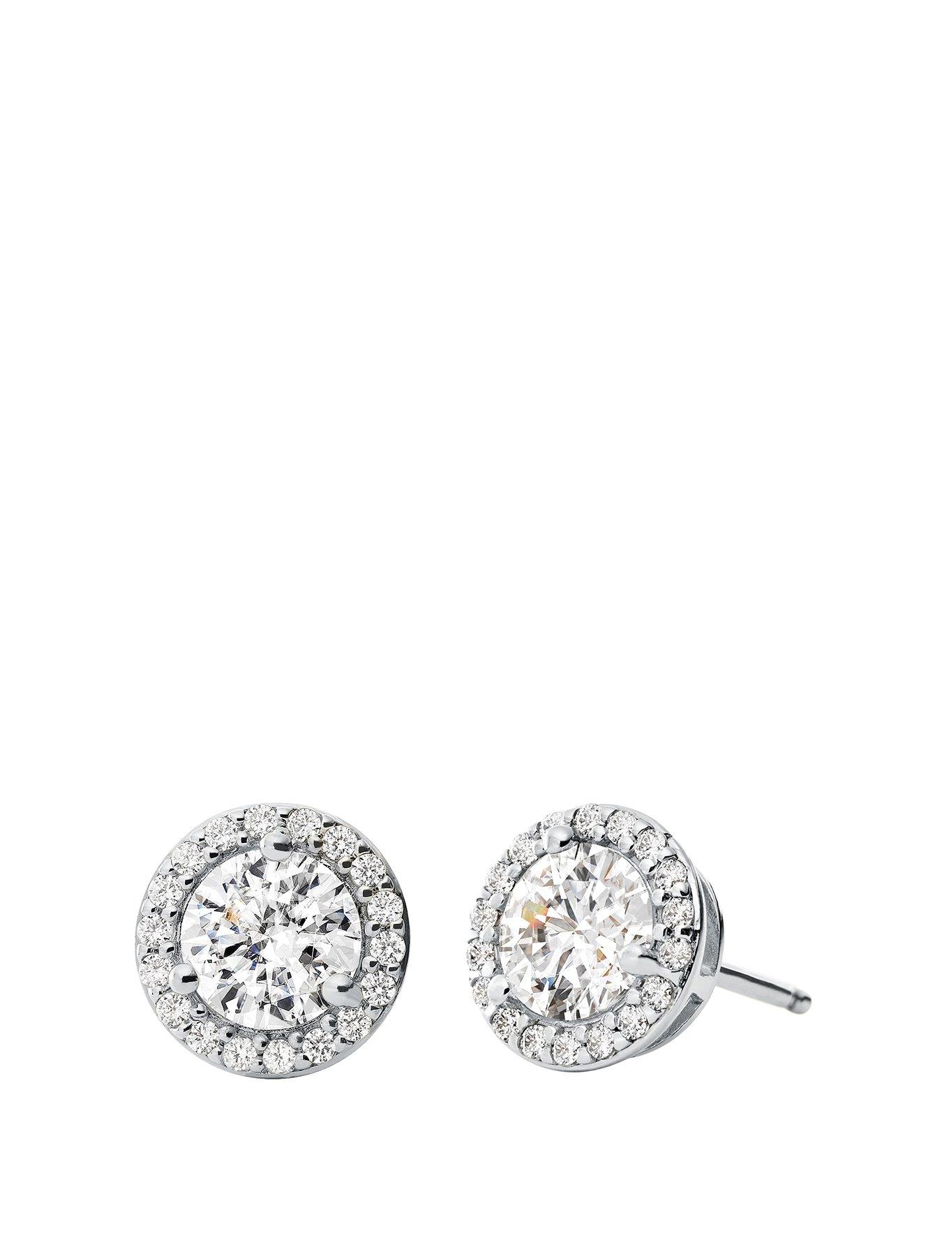 undefined Women's Sterling Silver Cz Halo Studs