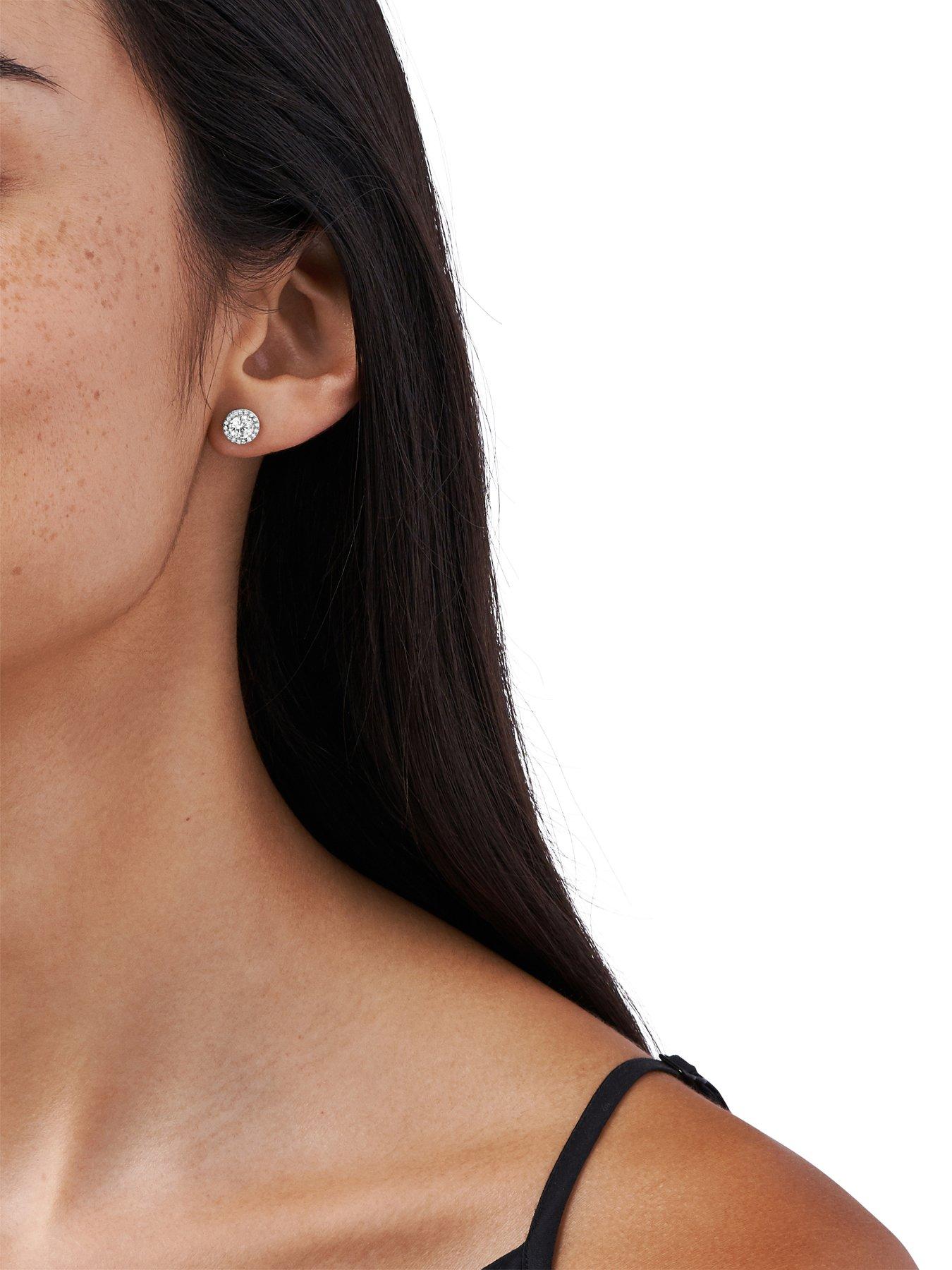 Image 2 of 3 of Michael Kors Women's Sterling Silver Cz Halo Studs