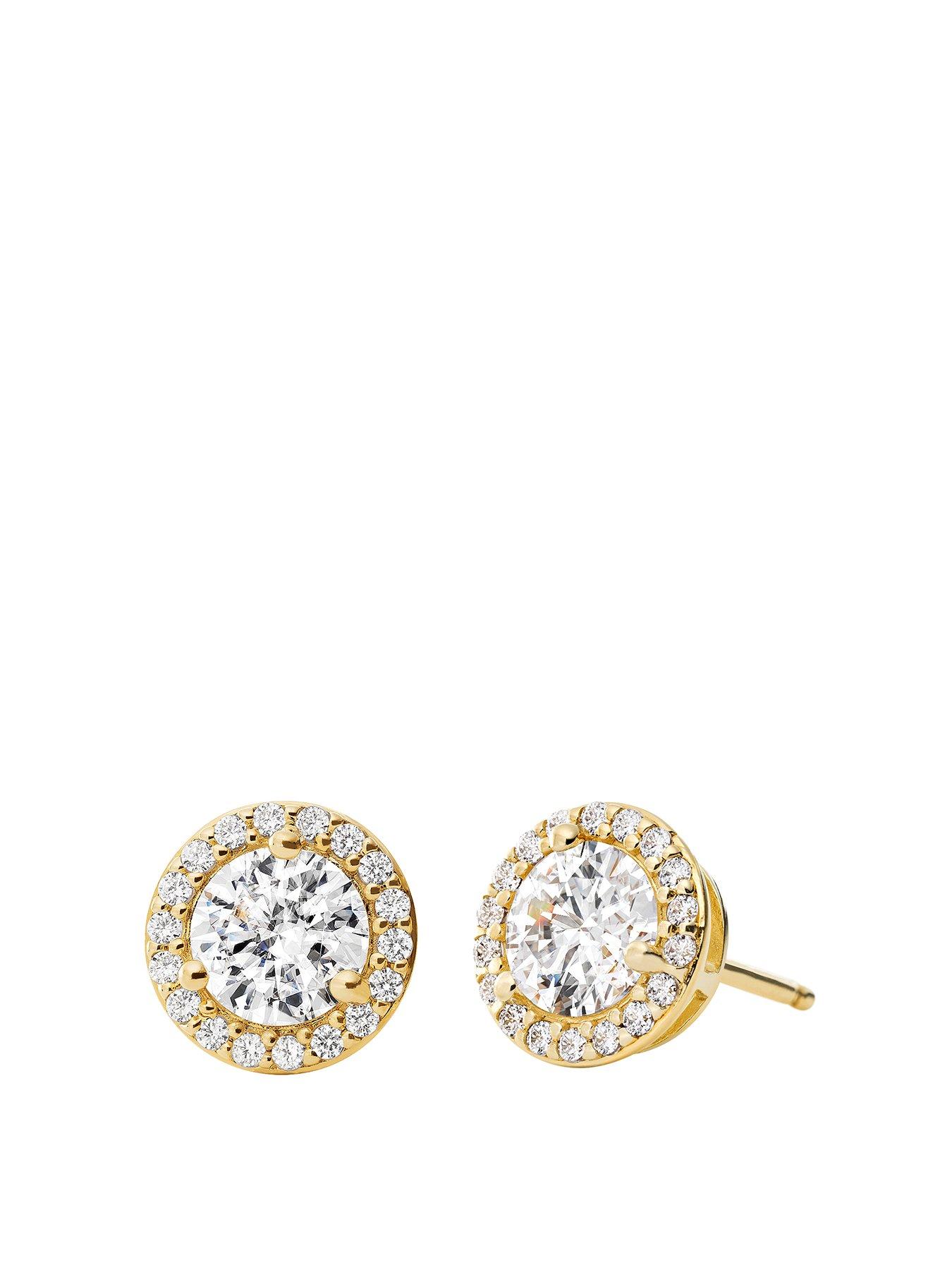 undefined Women's 14k Gold-plated Sterling Silver Cz Halo Studs