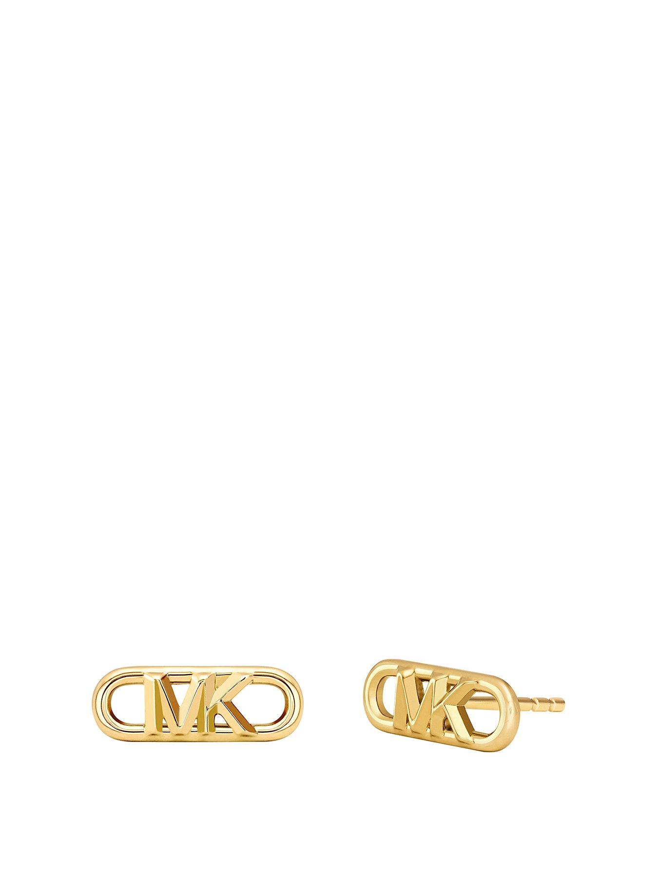 Product photograph of Michael Kors 14k Gold-plated Sterling Silver Empire Link Stud Earrings from very.co.uk