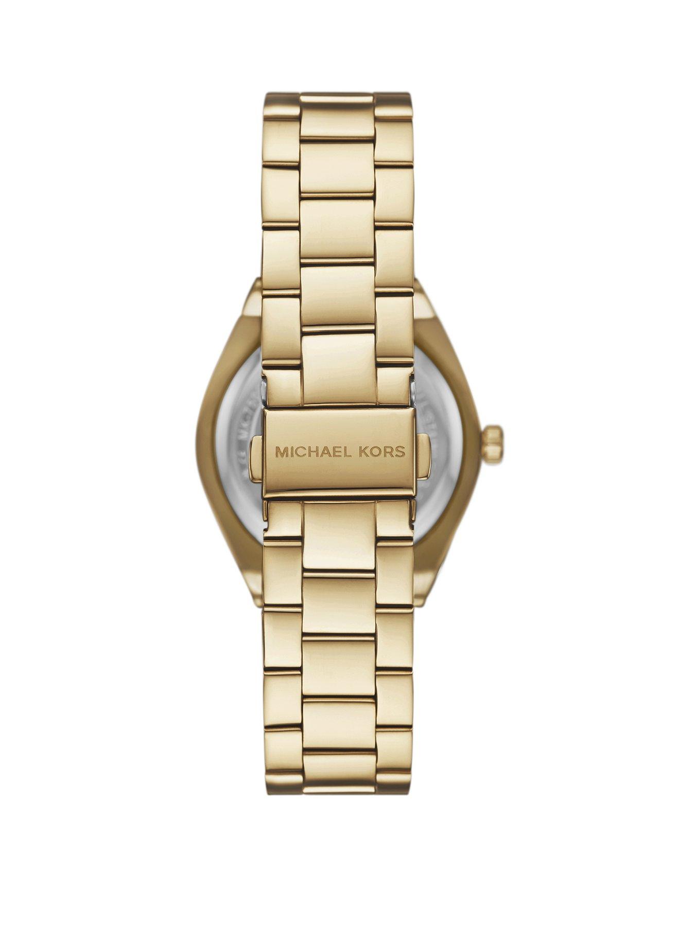 Michael Kors Lennox Three-Hand Gold-Tone Stainless Steel Watch Very