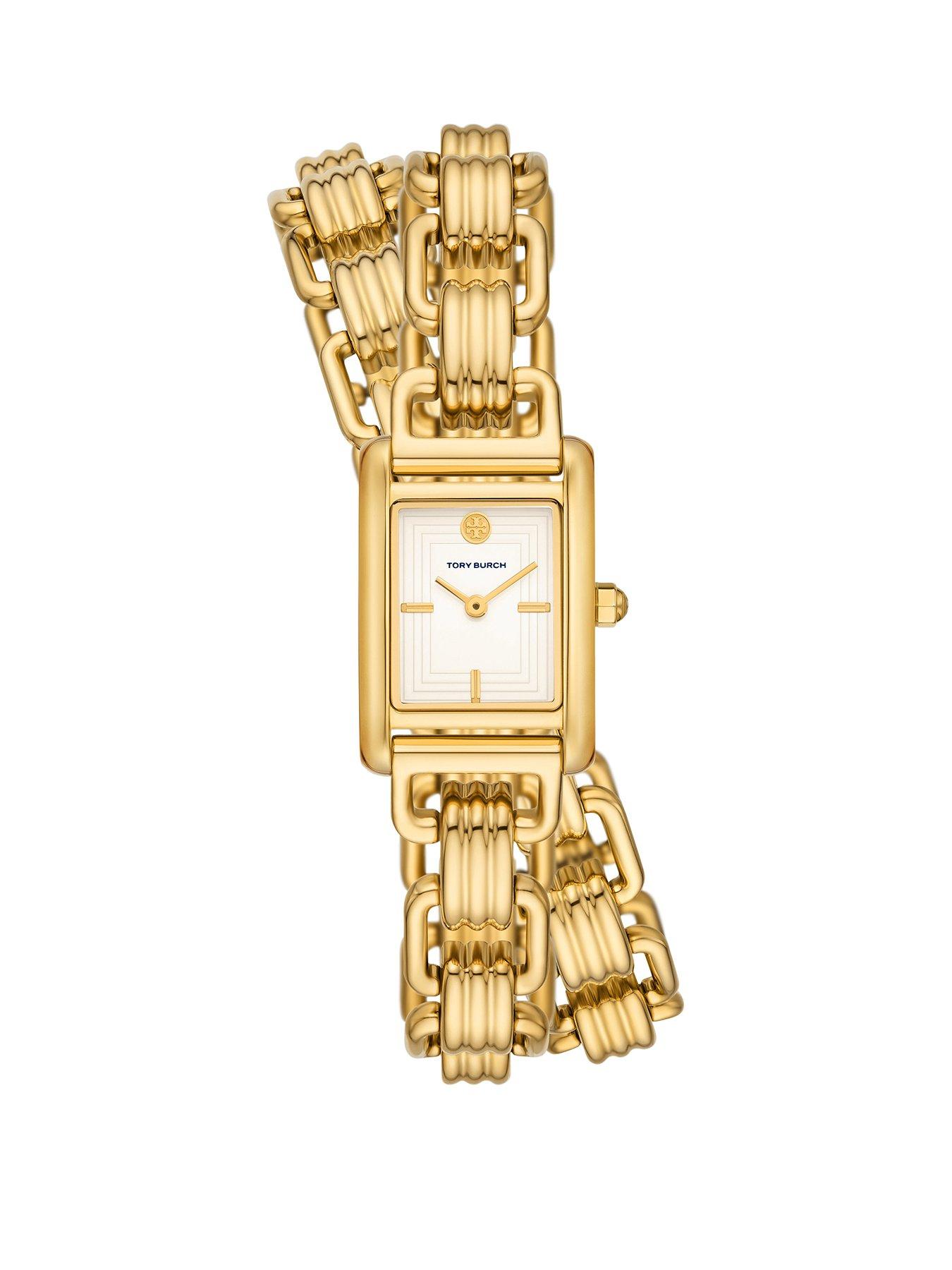 Product photograph of Tory Burch The Eleanor Two-hand Gold-tone Stainless Steel Watch from very.co.uk