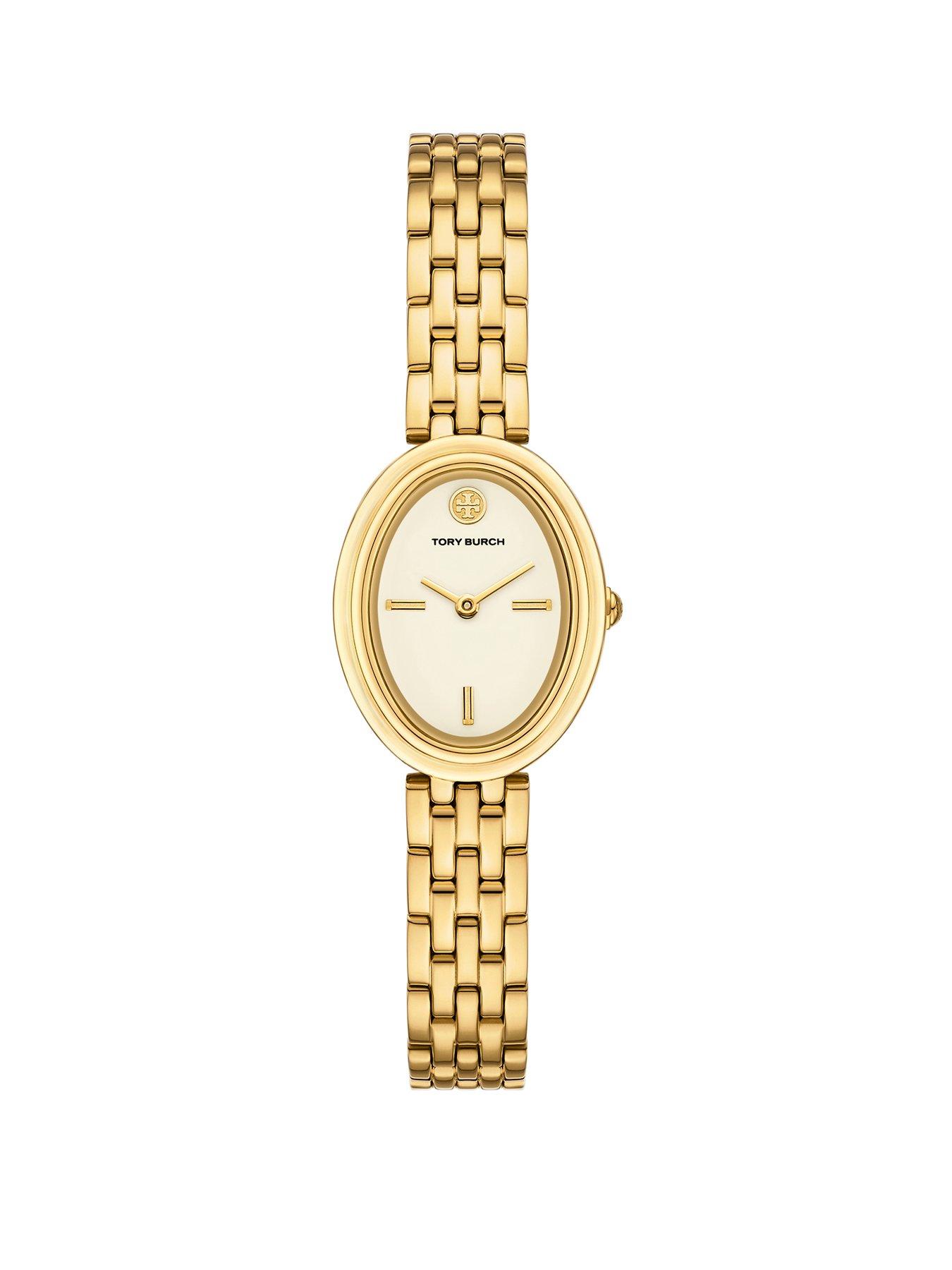 Product photograph of Tory Burch Oval Watch Gold-tone Stainless Steel from very.co.uk