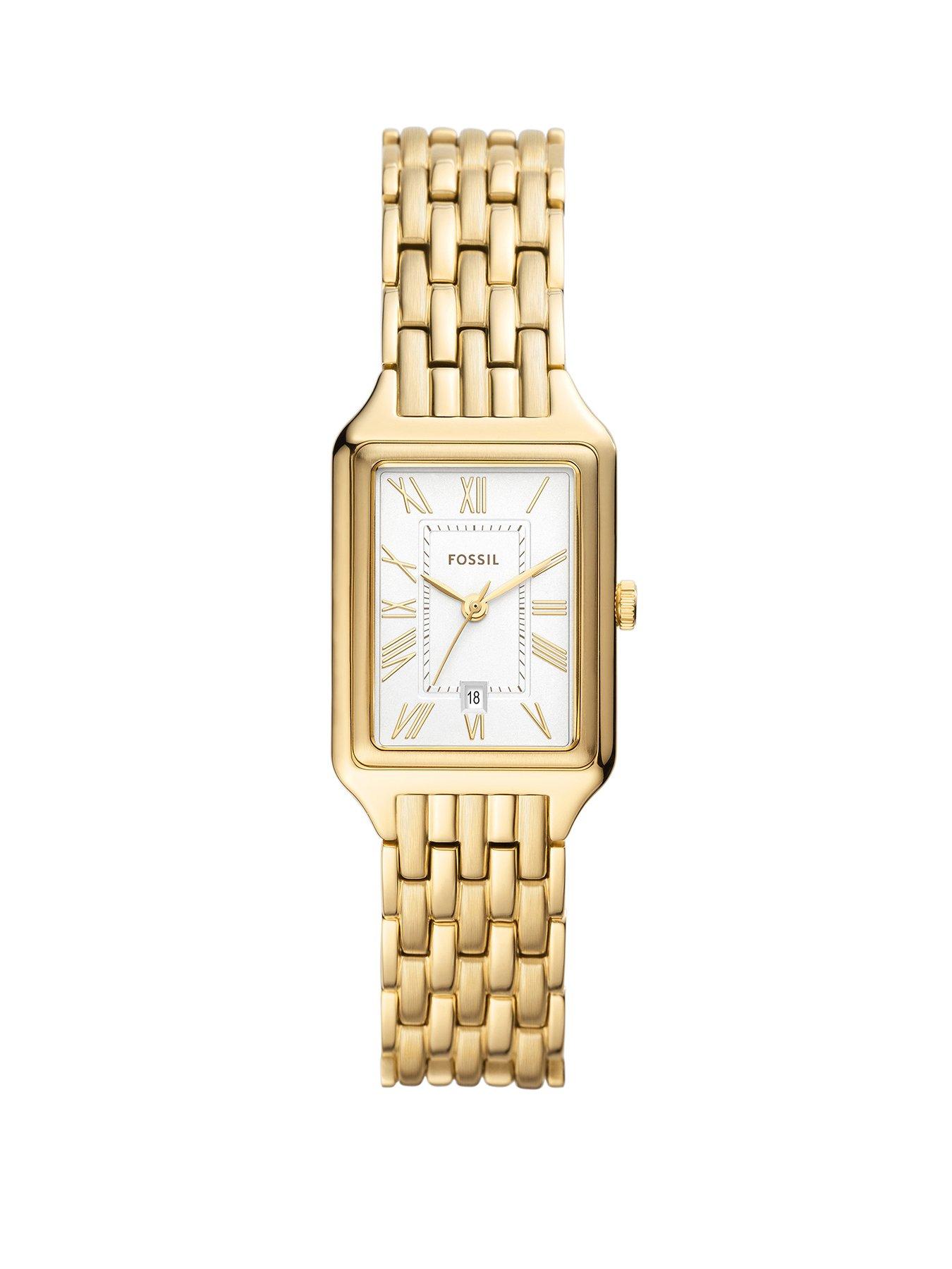 Product photograph of Fossil Women S Raquel Three-hand Date Gold-tone Stainless Steel Watch from very.co.uk