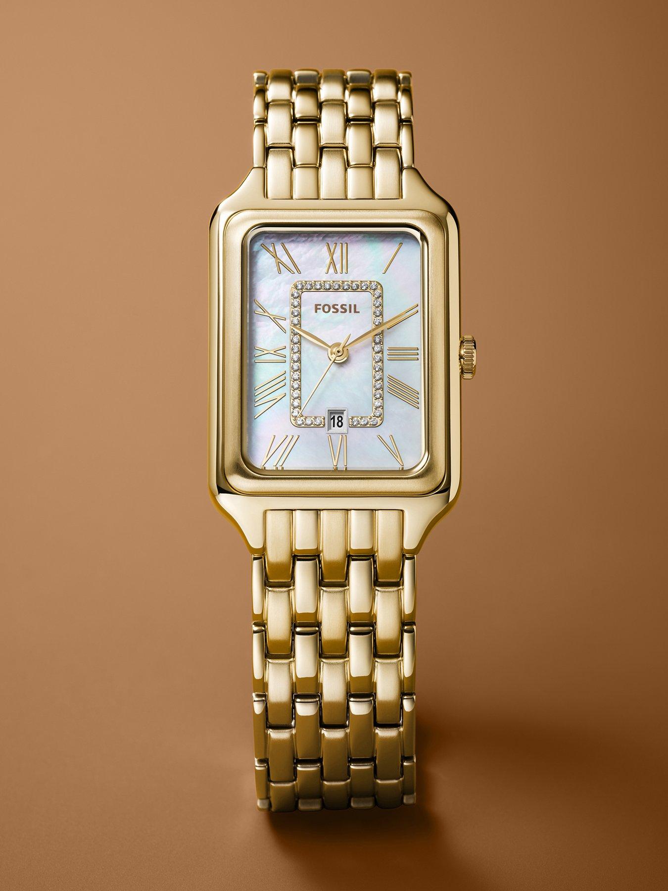 Fossil Women s Raquel Three Hand Date Gold Tone Stainless Steel Watch Very
