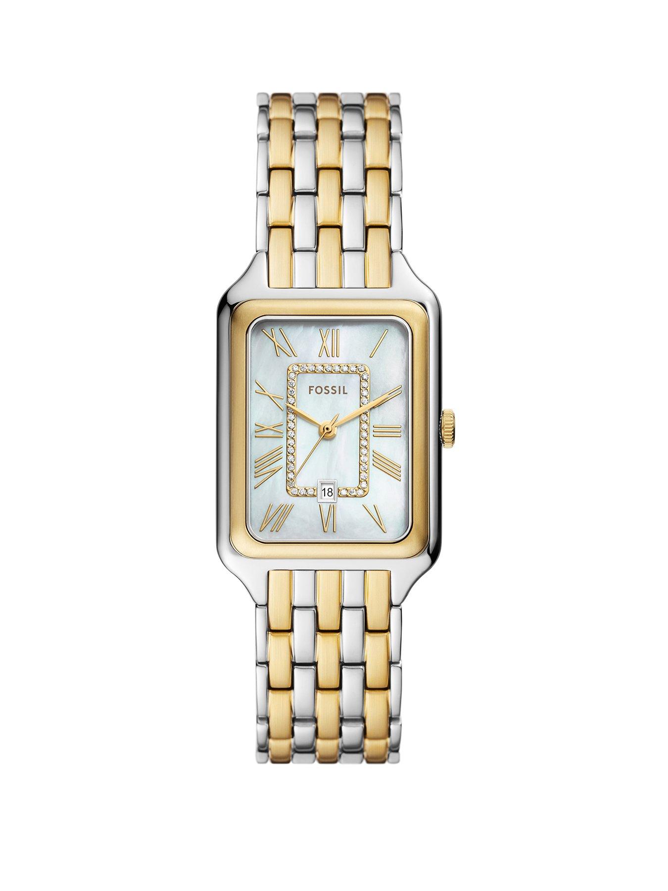 Product photograph of Fossil Women S Raquel Three-hand Date Two-tone Stainless Steel Watch from very.co.uk