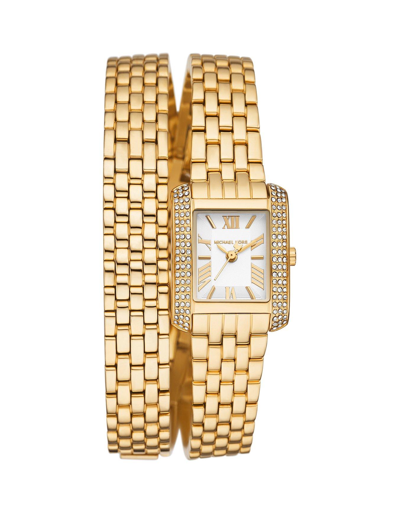 Product photograph of Michael Kors Emery Three-hand Gold-tone Stainless Steel Watch from very.co.uk