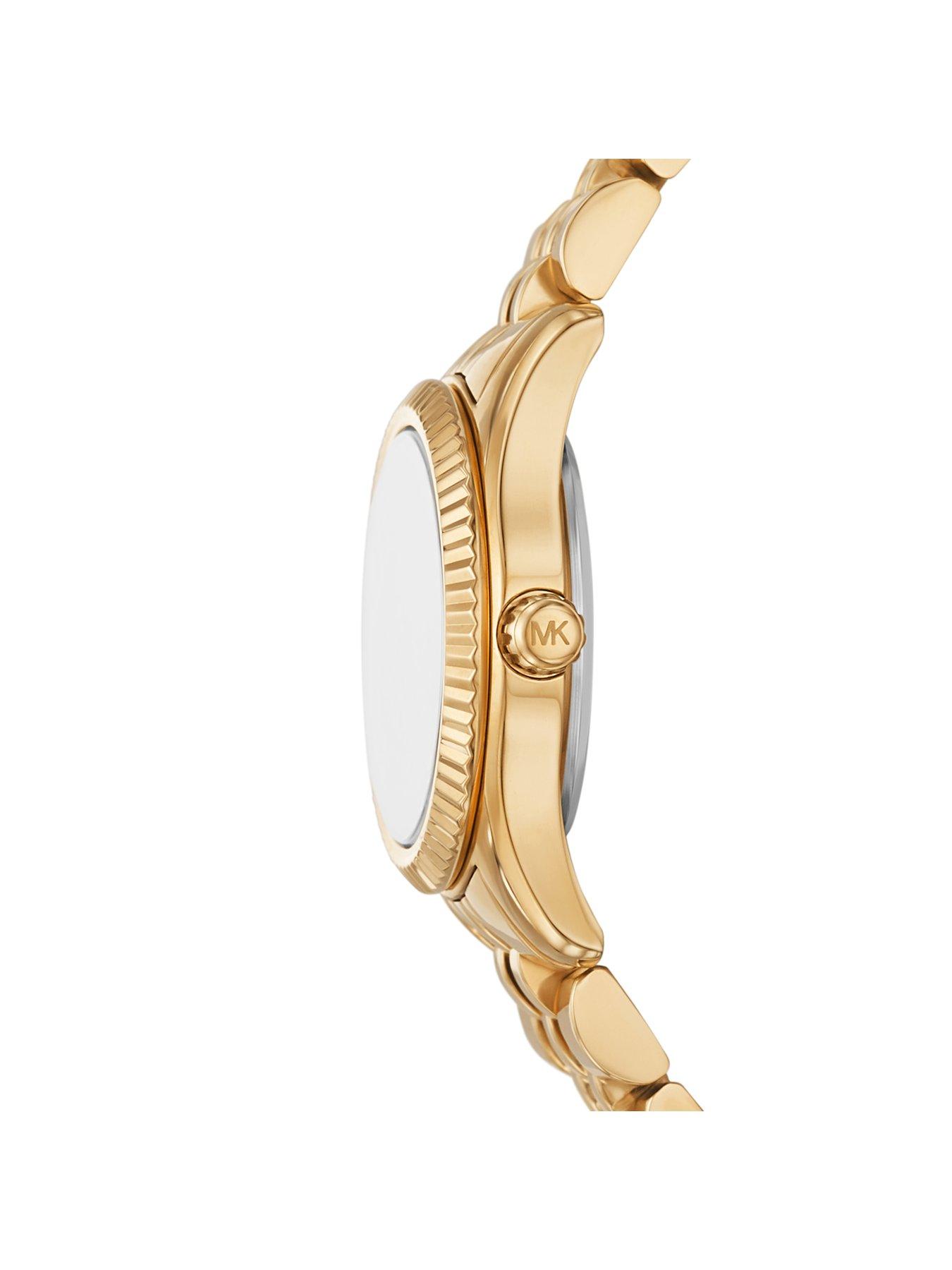 Image 3 of 5 of Michael Kors Lexington Three-Hand Gold-Tone Stainless Steel Watch