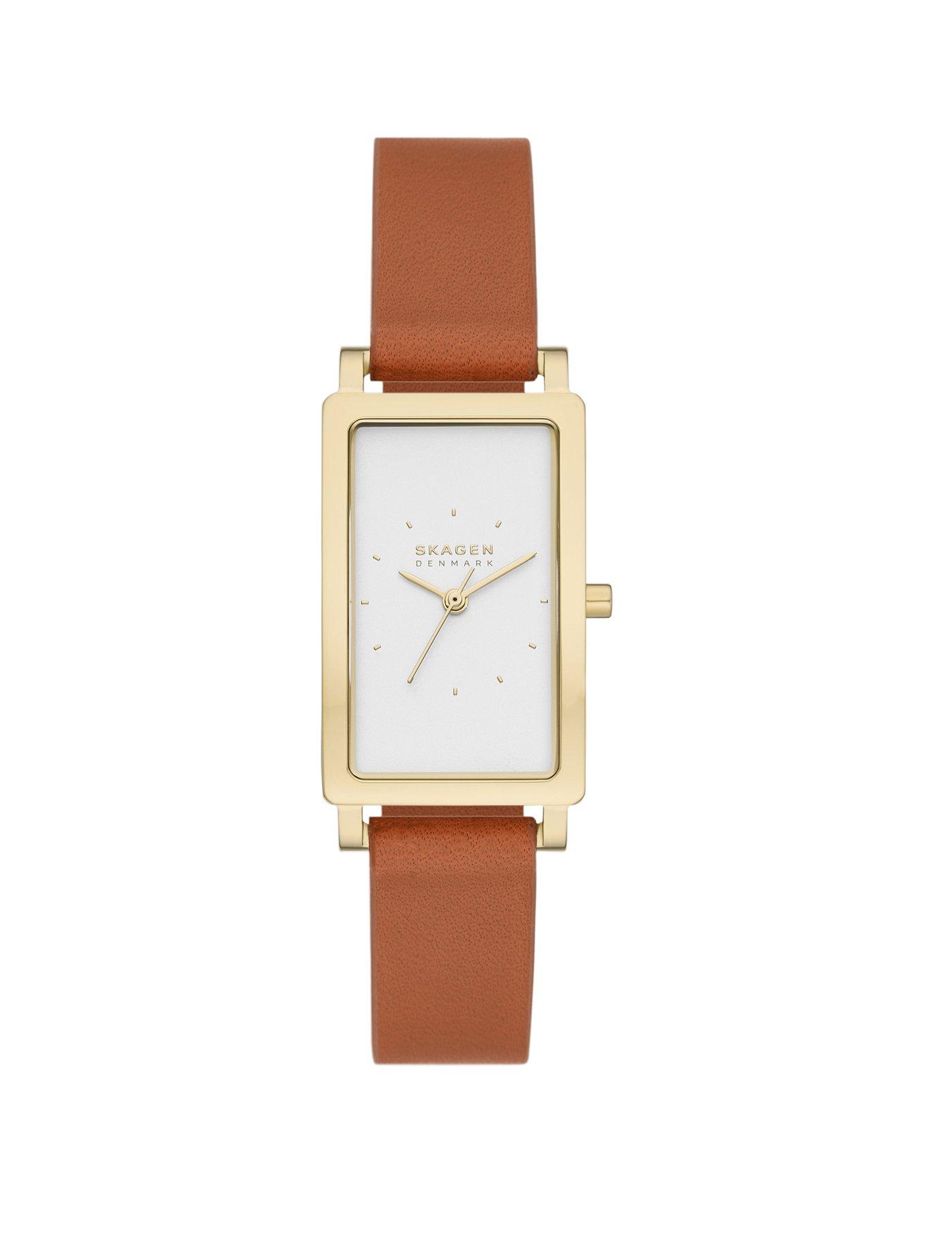 Product photograph of Skagen Women S Hagen Three-hand Gold Stainless Steel Watch from very.co.uk