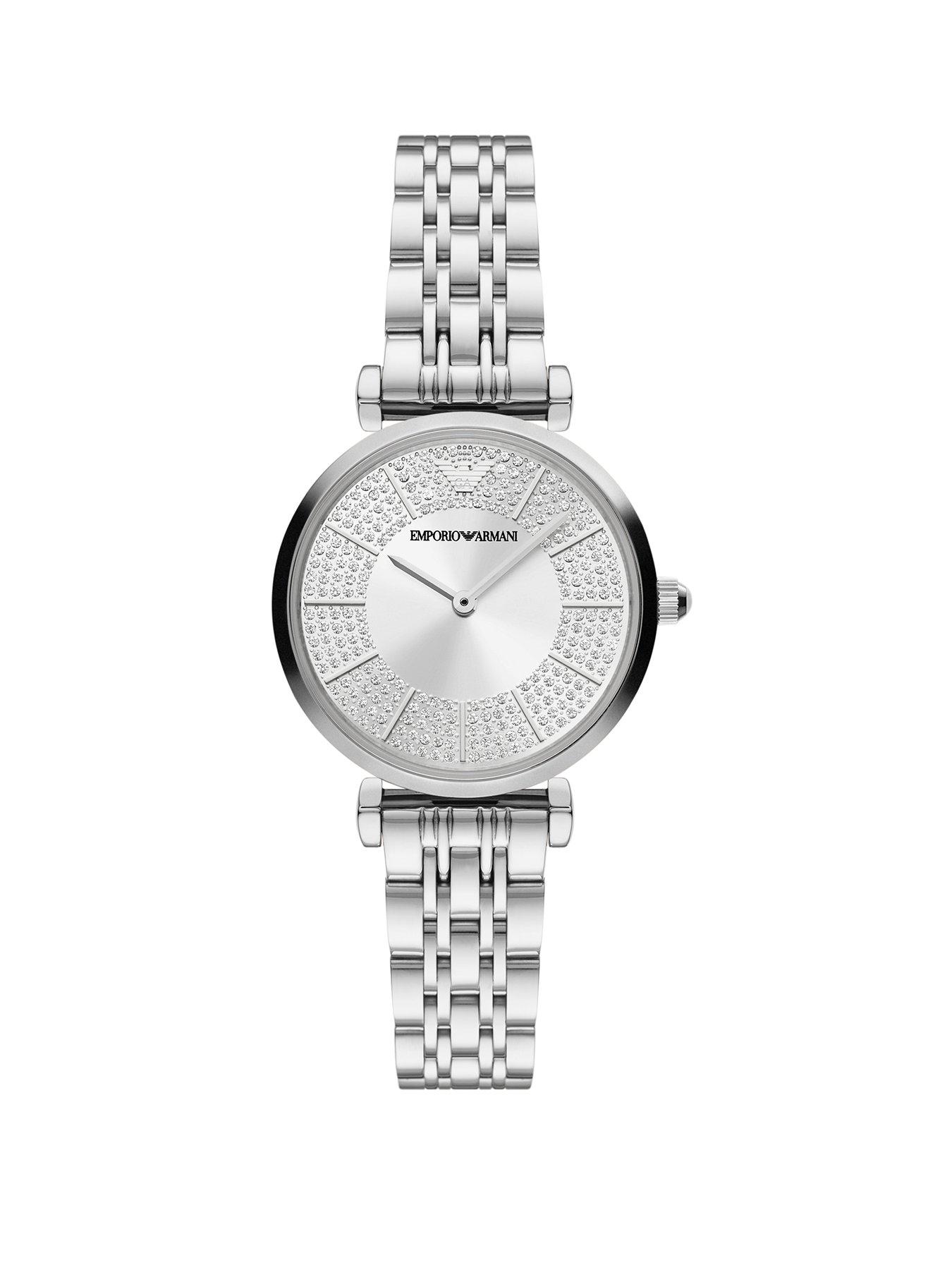 Product photograph of Emporio Armani Women S 2-hand Stainless Steel Watch from very.co.uk