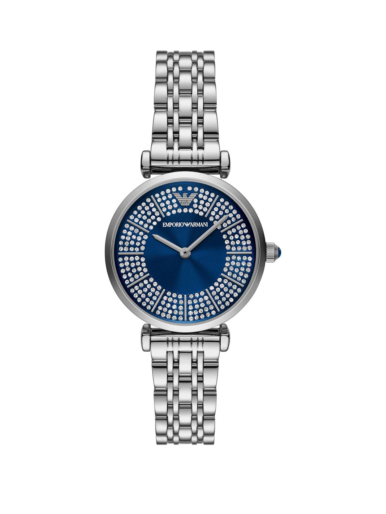 Product photograph of Emporio Armani Two-hand Stainless Steel Watch from very.co.uk