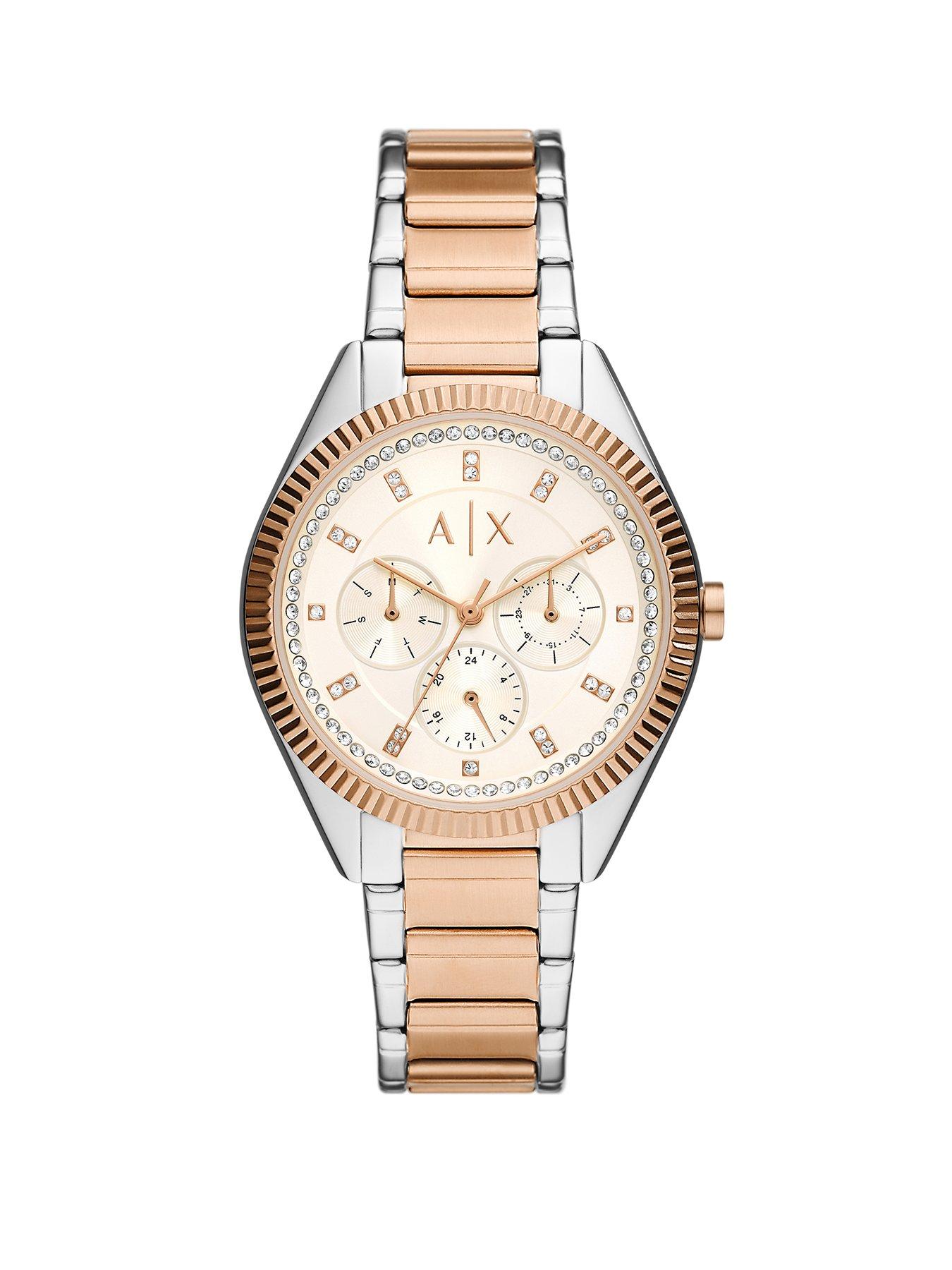 Product photograph of Armani Exchange Women S Multifunction Stainless Steel Watch from very.co.uk