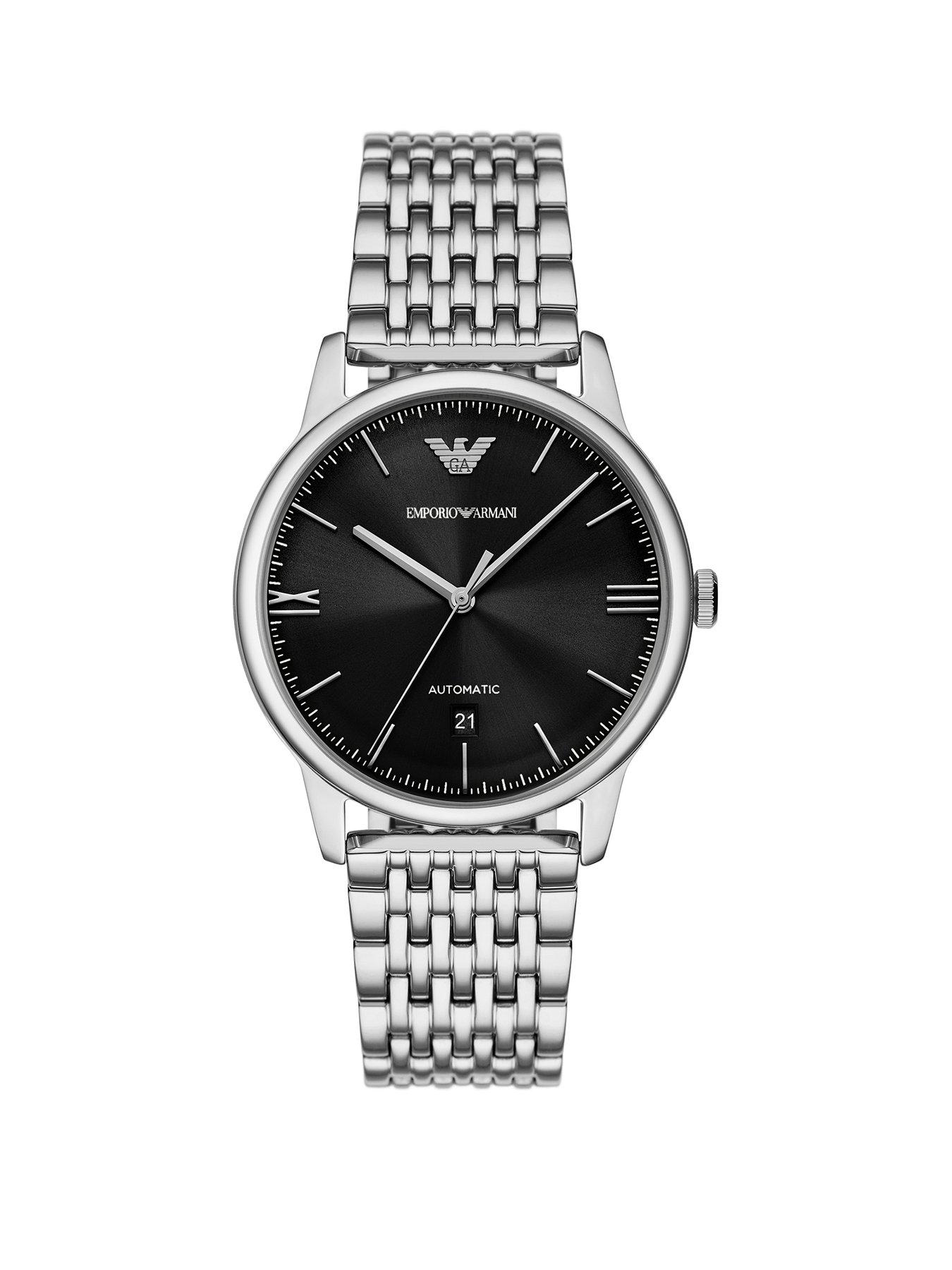 Product photograph of Emporio Armani Automatic Stainless Steel Watch from very.co.uk