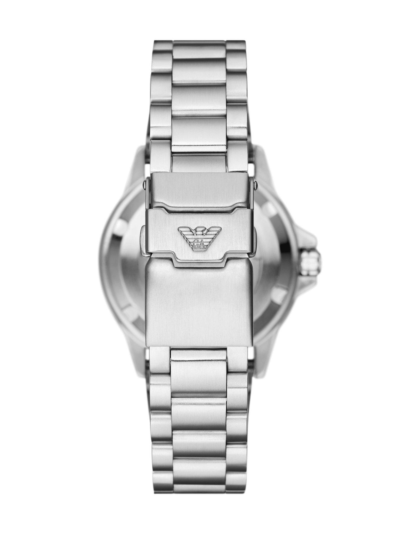 Emporio Armani Sea Explorer Green Dial Silver Steel Strap Watch for Men - AR60080