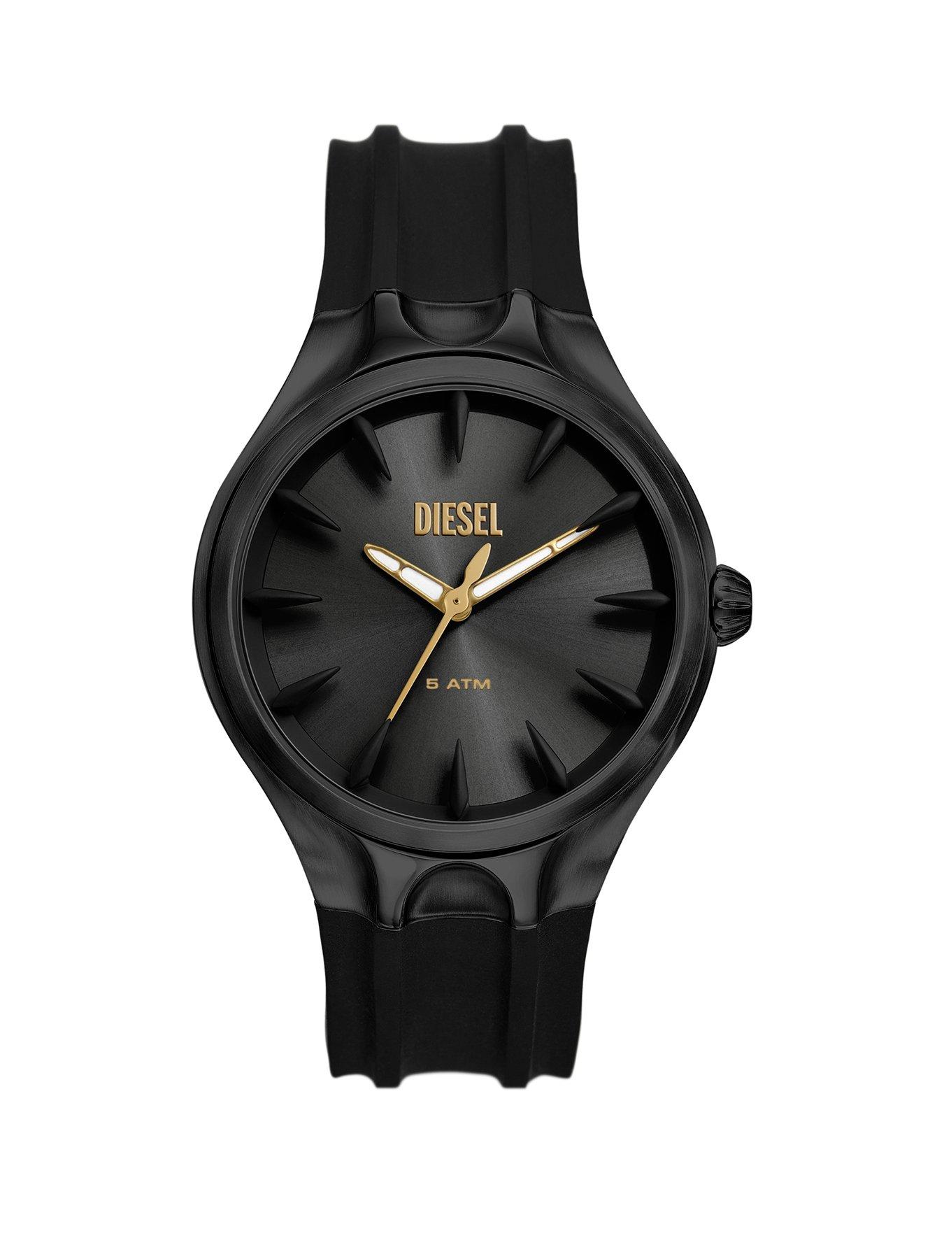 Product photograph of Diesel Men S D-sruptor Three-hand Black Stainless Steel Watch from very.co.uk