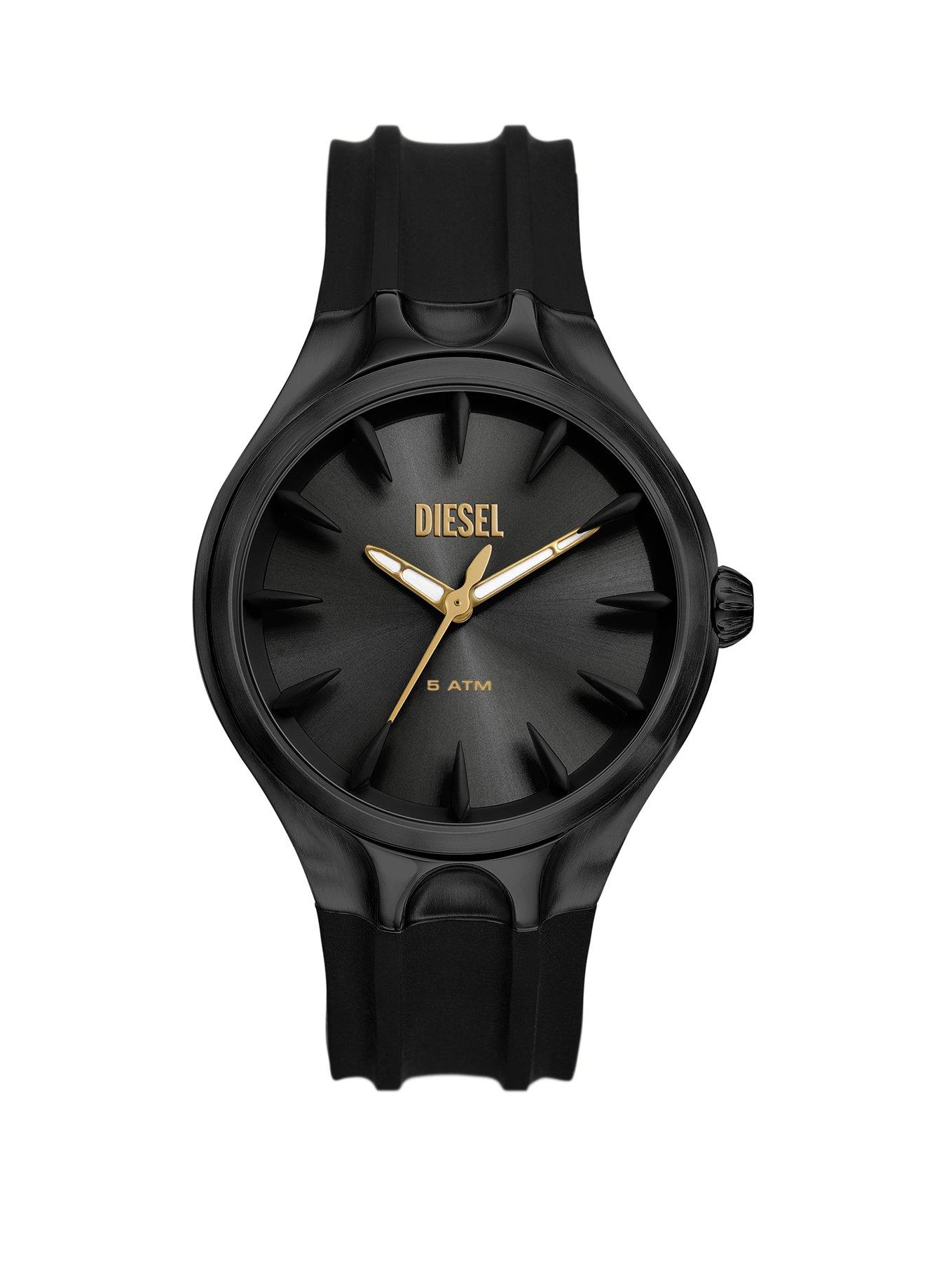 Diesel Men's D-Sruptor Three-Hand, Black Stainless Steel Watch