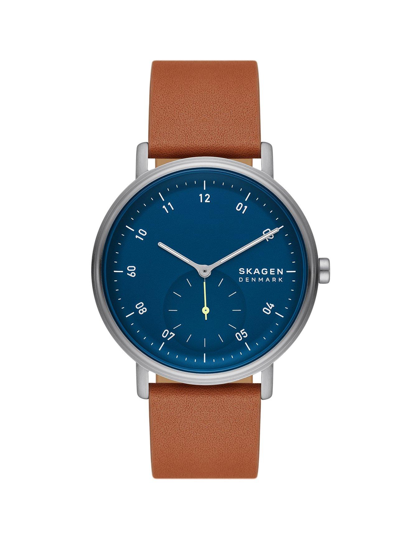 Product photograph of Skagen Men S Kuppel Two-hand Sub-second Silver Stainless Steel Watch from very.co.uk