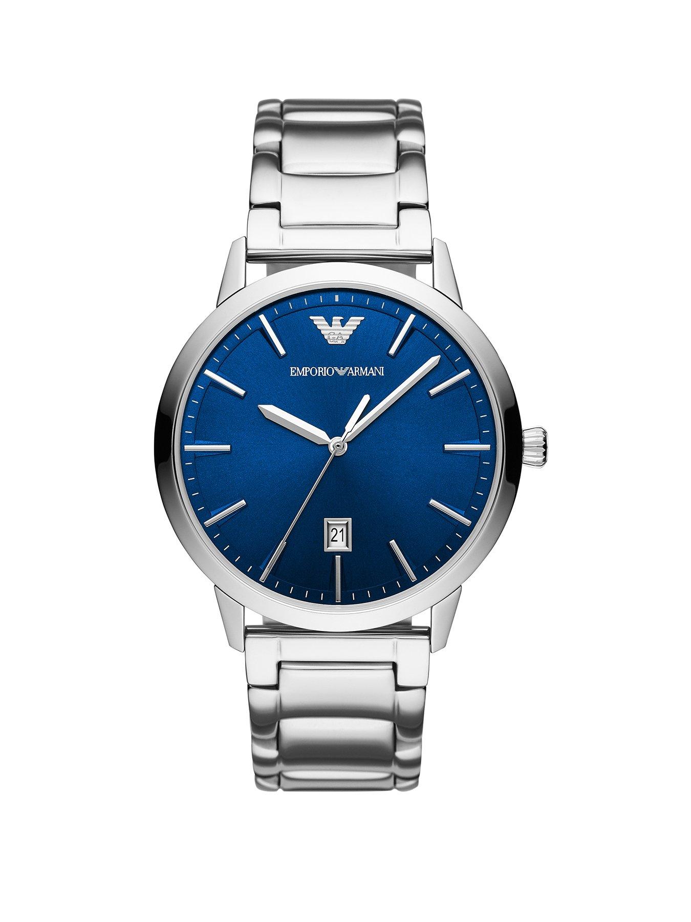 Product photograph of Emporio Armani Emporio Armani Men S Three-hand Date Stainless Steel Watch from very.co.uk