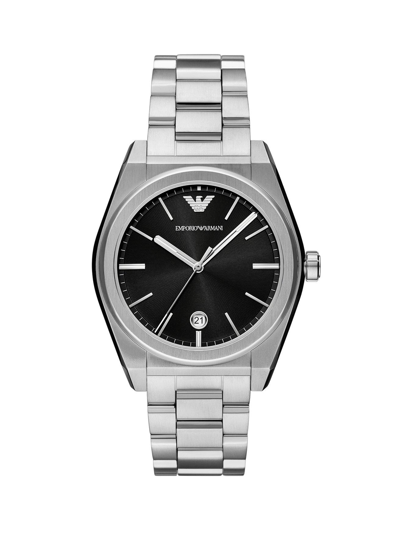 Emporio Armani Three-Hand Date Stainless Steel Watch