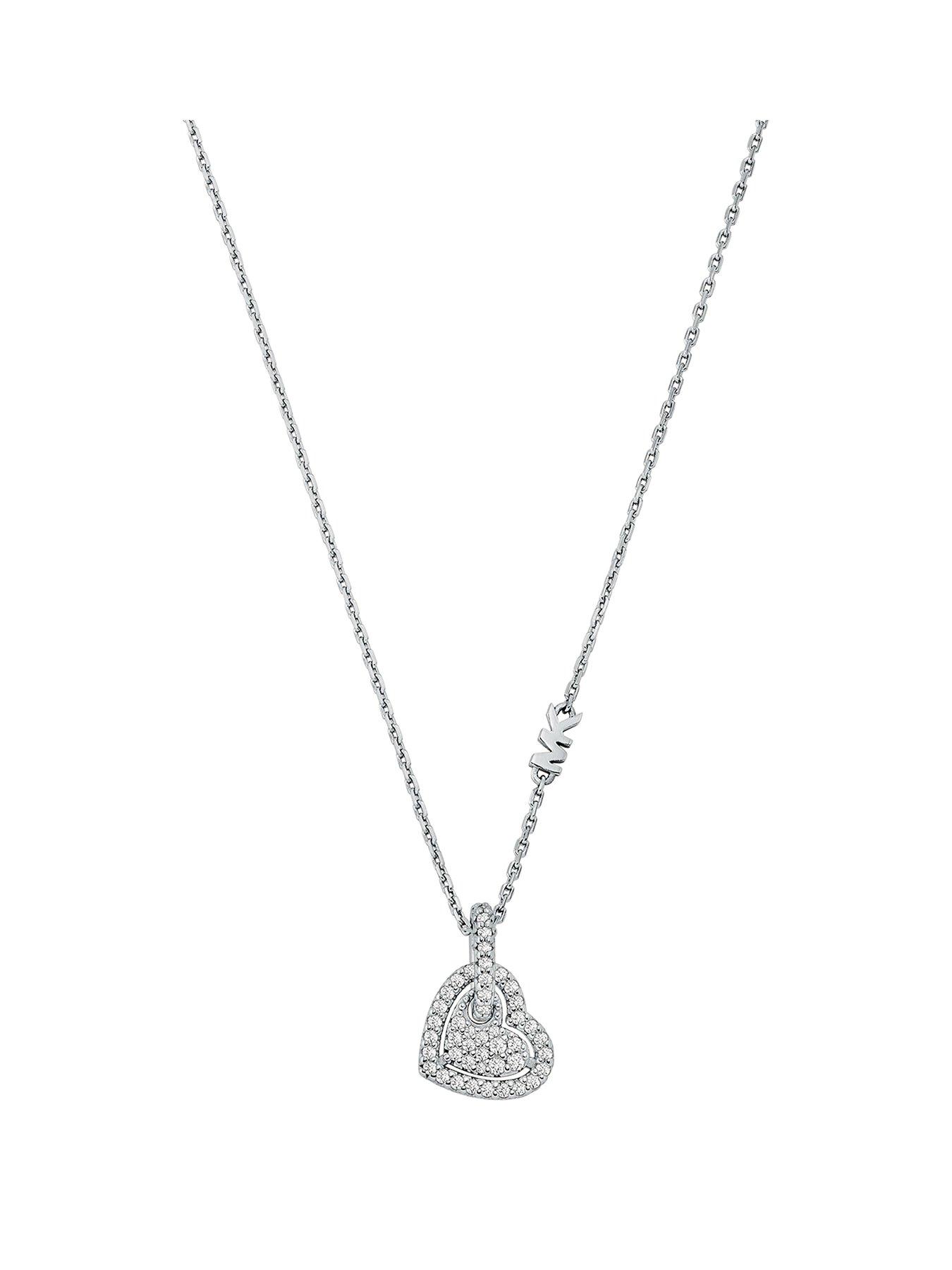 Michael Kors Sterling Silver Necklace with Pave Crystal Pendant discount 18