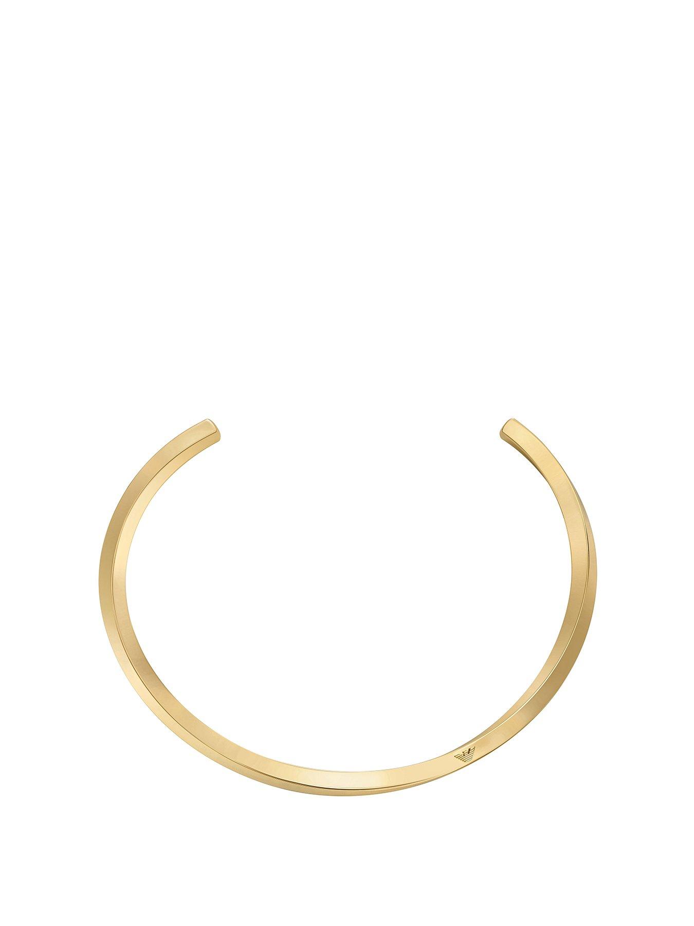 Product photograph of Emporio Armani 14k Gold-plated Brass Collar Necklace from very.co.uk