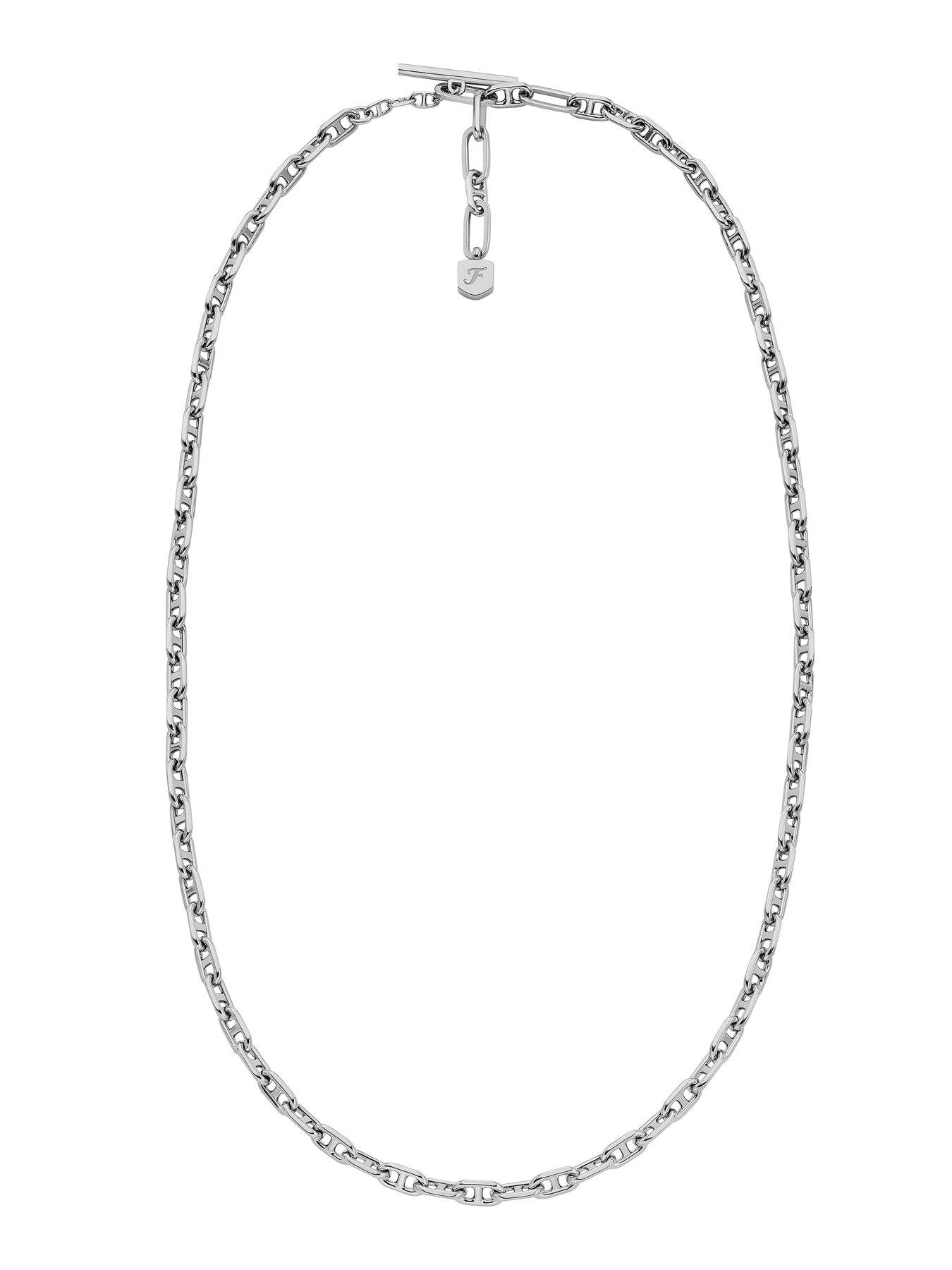 Image 3 of 4 of Fossil Women's Heritage D-Link Silver-Tone Brass Chain Necklace