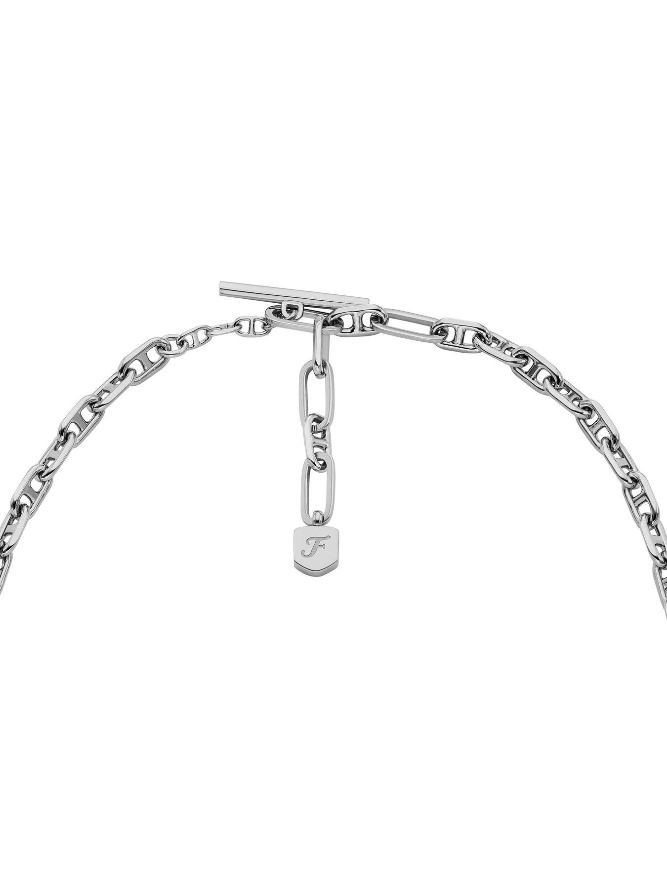 Image 4 of 4 of Fossil Women's Heritage D-Link Silver-Tone Brass Chain Necklace