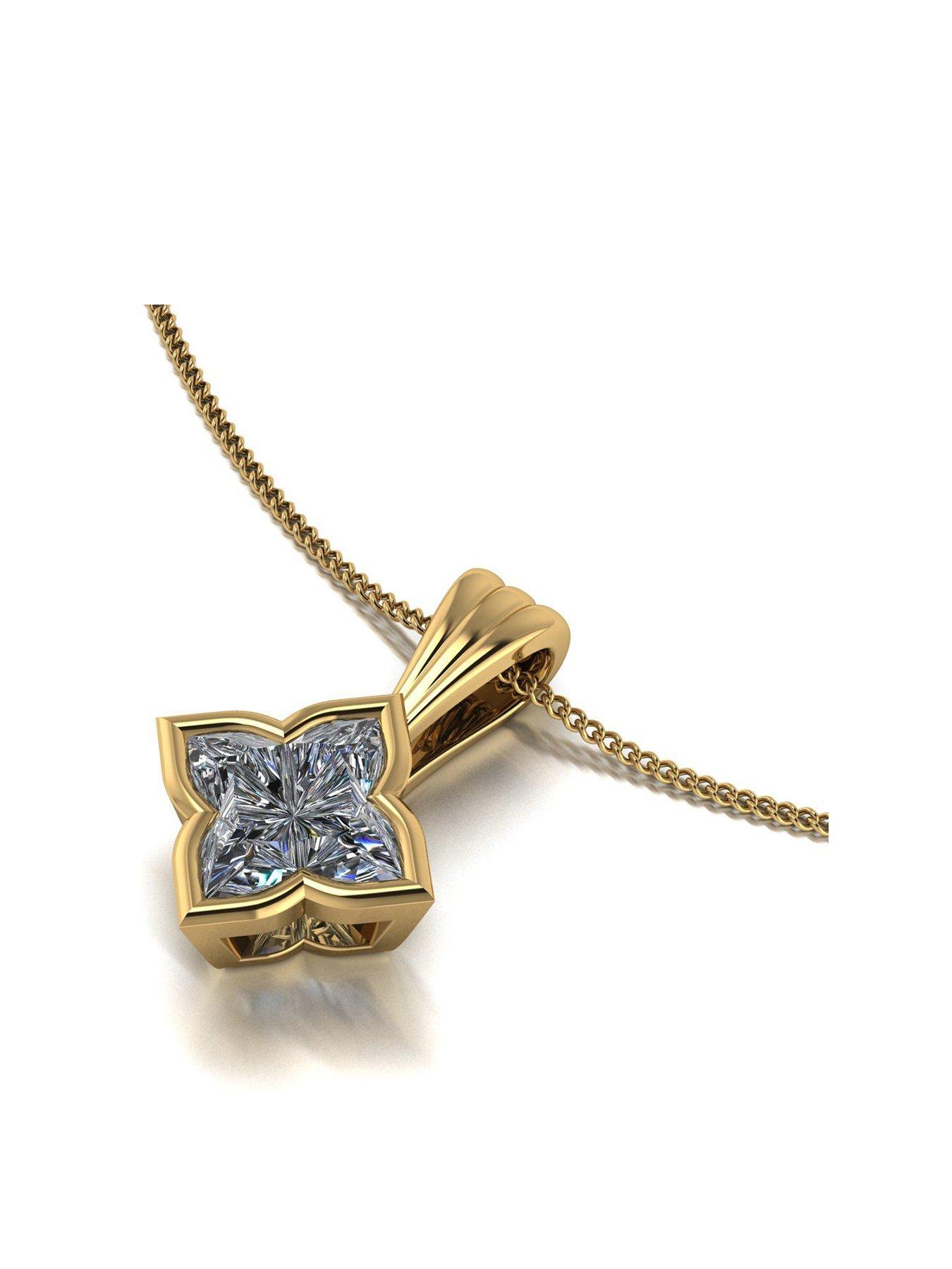 Product photograph of Starlight Moissanite 9ct Gold Fancy 1ct Starlight Solitaire Pendant And Chain from very.co.uk