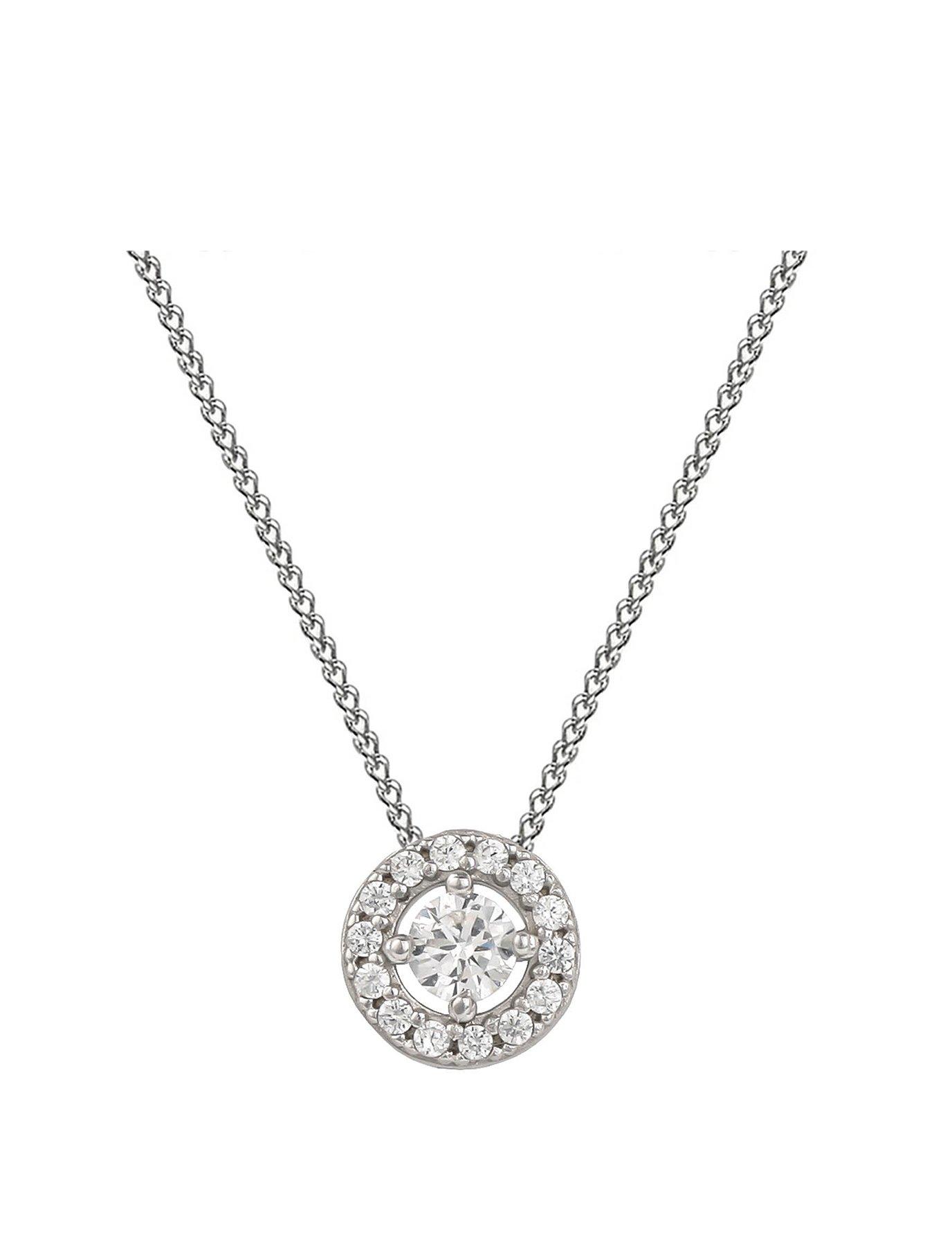 undefined Sterling Silver Round Halo CZ Pendant