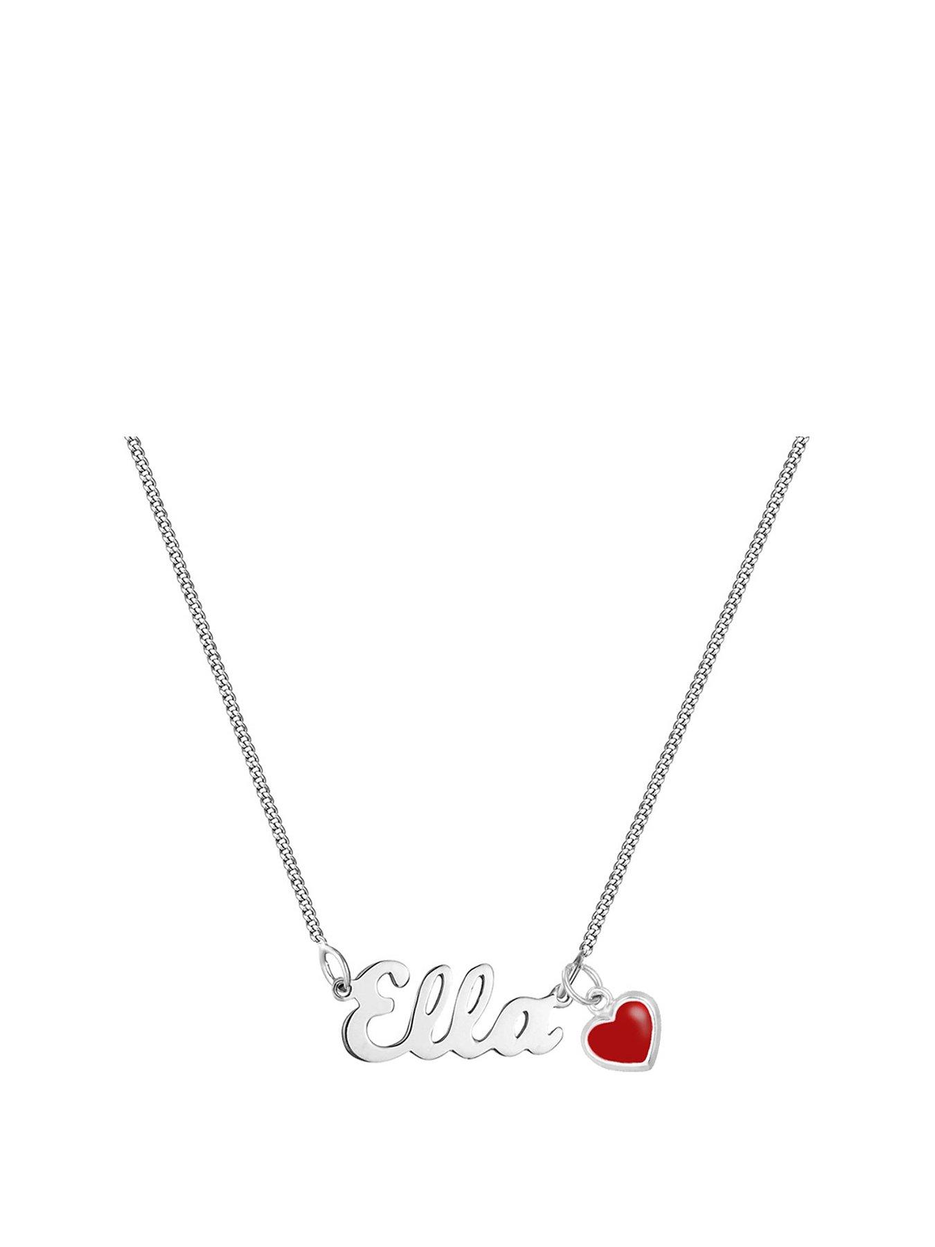 Product photograph of The Love Silver Collection Sterling Silver Name Necklace With Red Enamel Heart Charm from very.co.uk