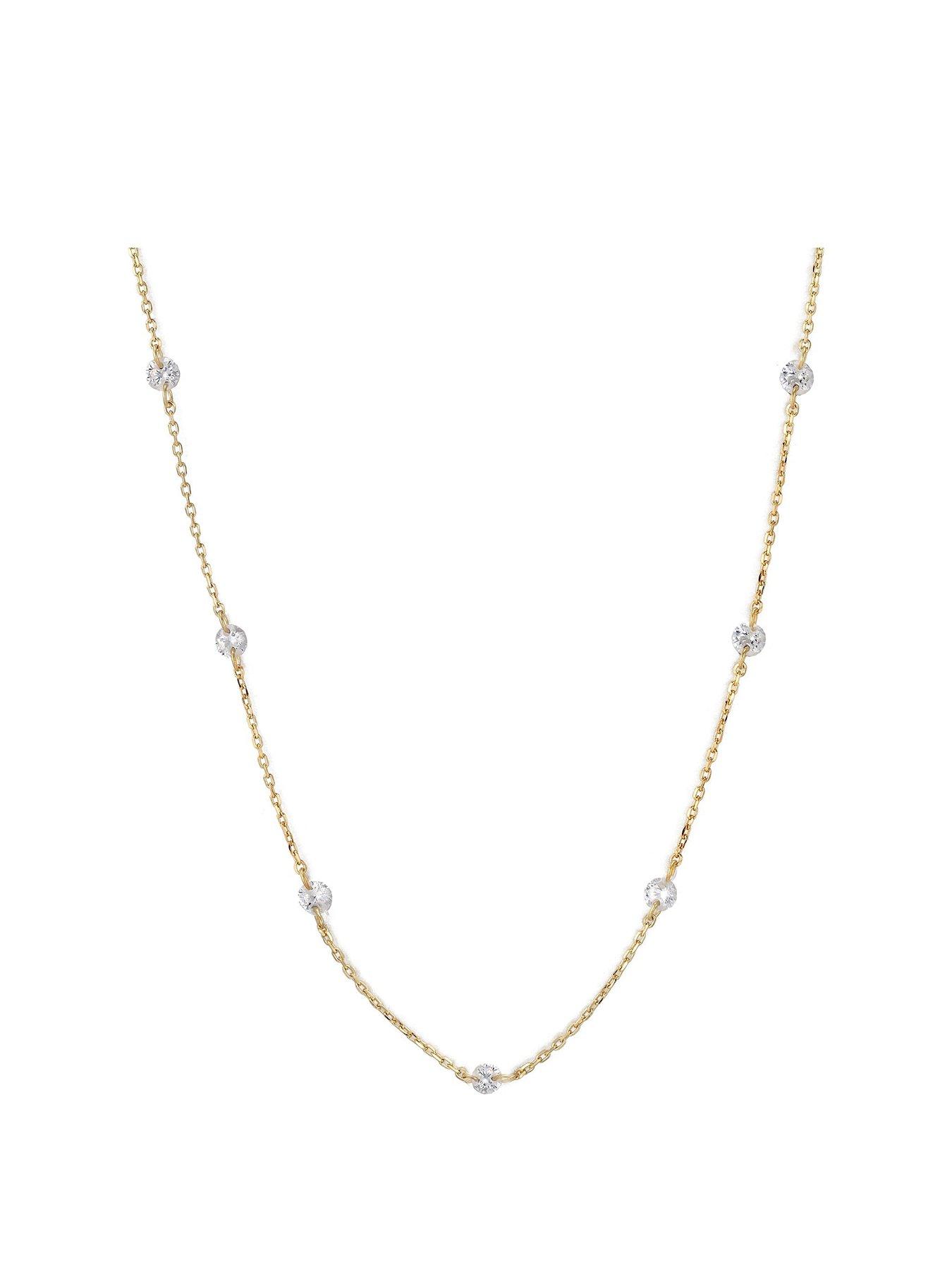 Product photograph of Seol Gold Floating Cz Bezel Necklace from very.co.uk