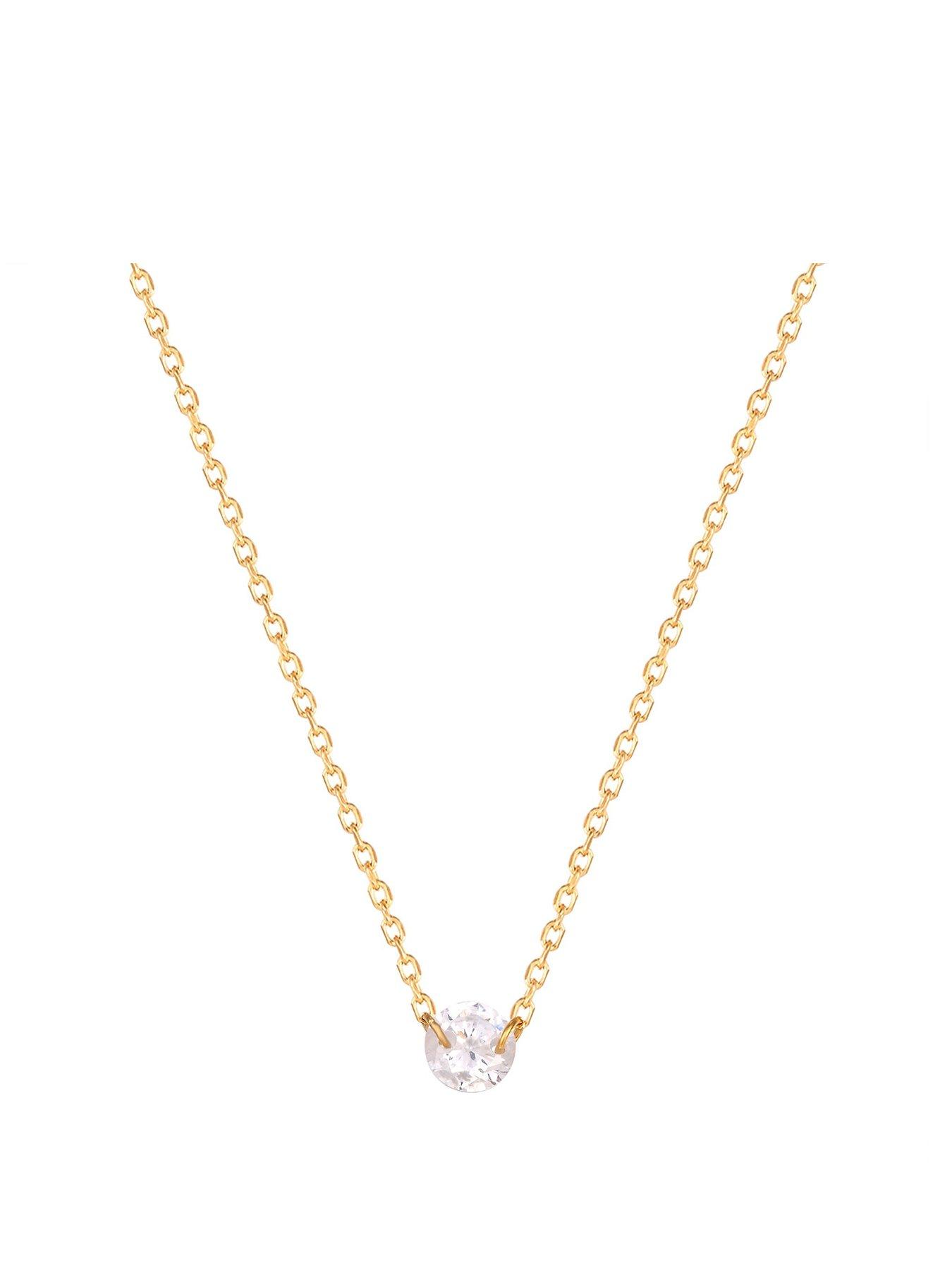 Product photograph of Seol Gold Cz Solitaire Necklace from very.co.uk