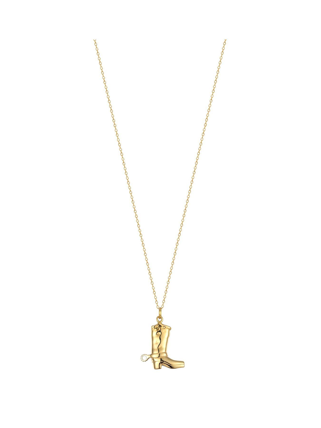 Product photograph of Seol Gold Cowboy Boot Necklace from very.co.uk