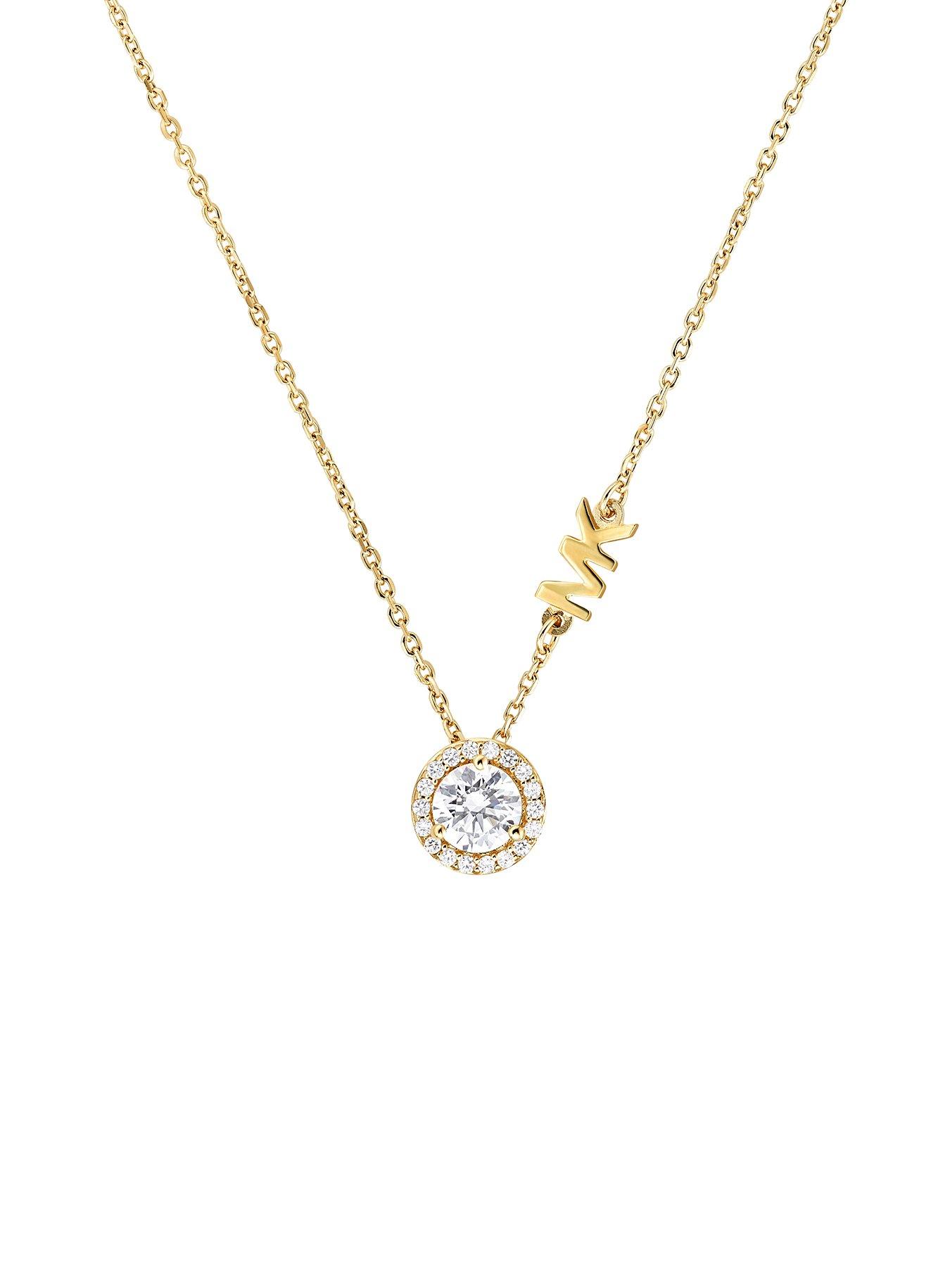 undefined 14k Gold-Plated Sterling Silver CZ Pendant Necklace