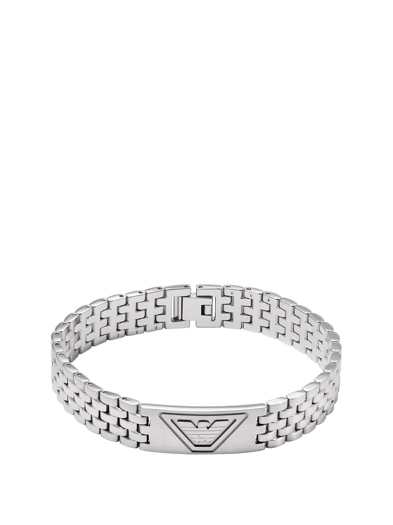 Product photograph of Emporio Armani Men S Stainless Steel Id Bracelet from very.co.uk