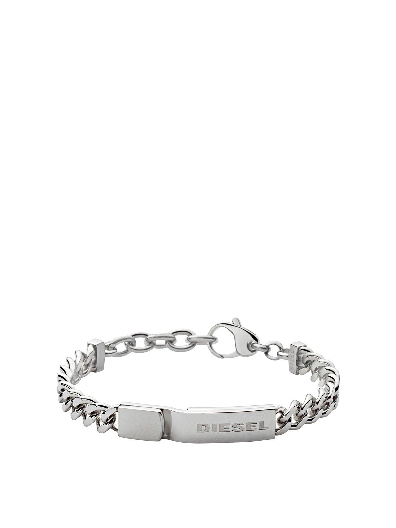 Product photograph of Diesel Stacked Stainless-steel Bracelet from very.co.uk