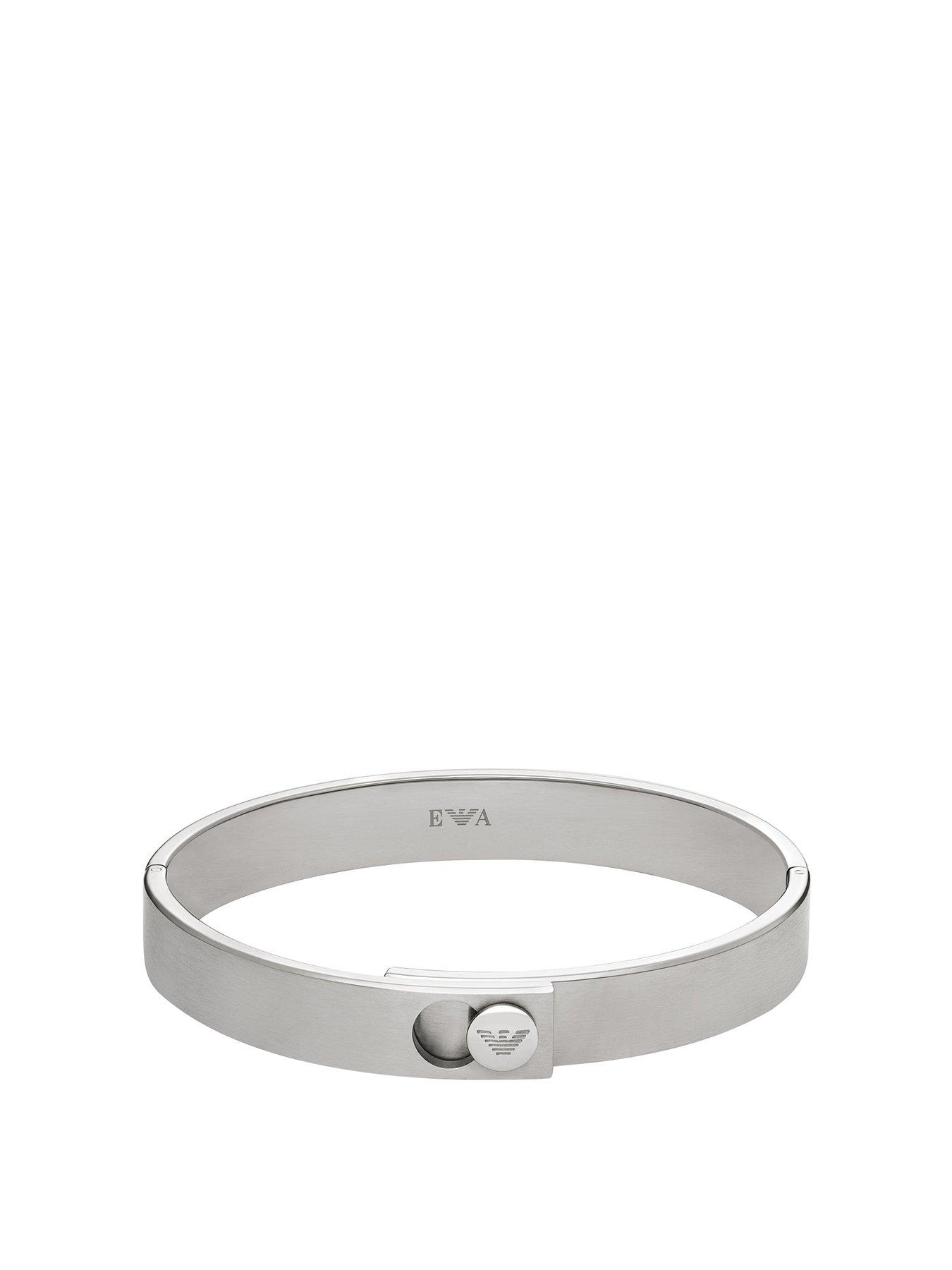 Product photograph of Emporio Armani Stainless Steel Bangle Bracelet from very.co.uk