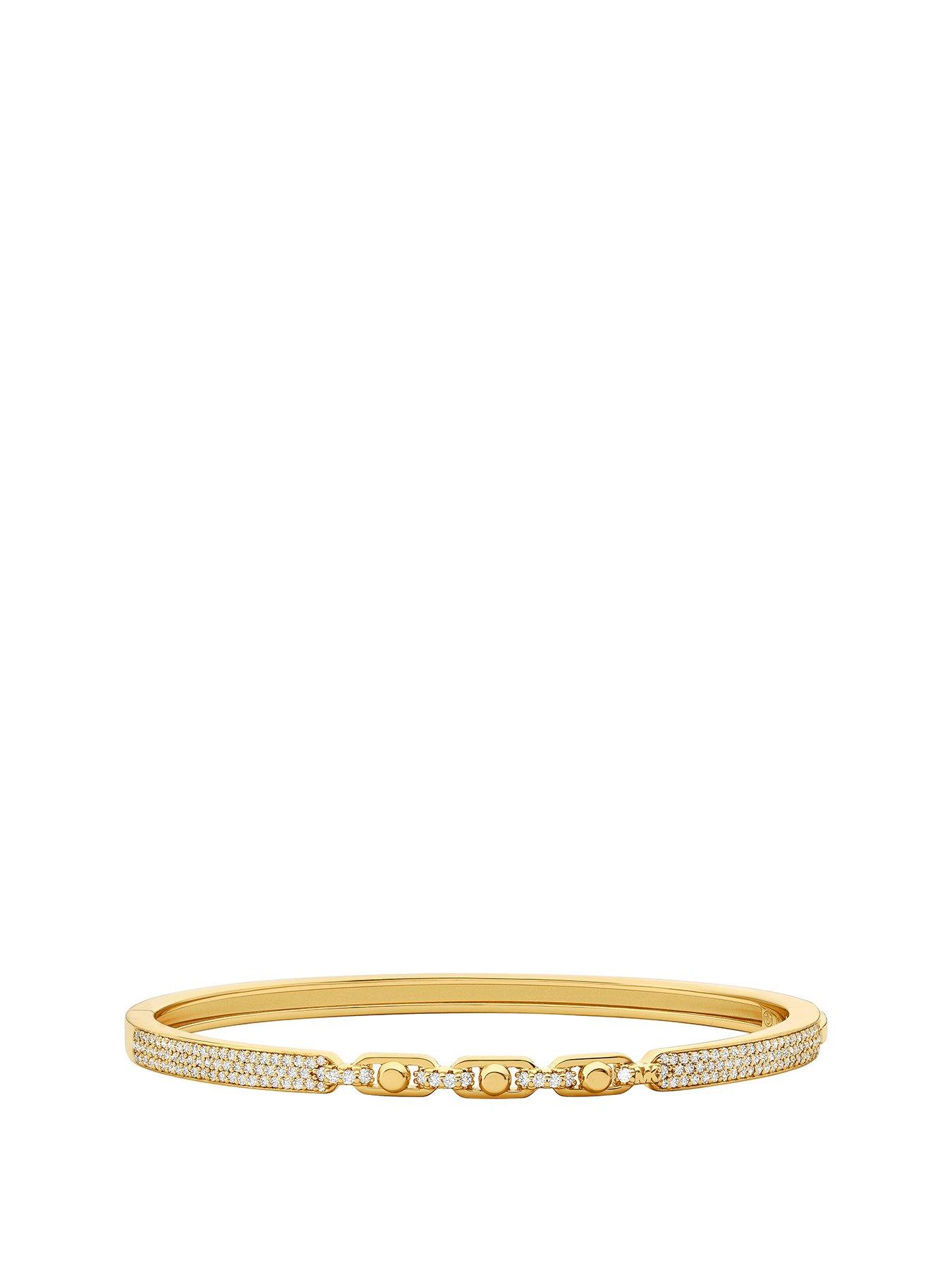 Product photograph of Michael Kors 14k Gold-plated Sterling Silver Pav Eacute Astor Link Bangle from very.co.uk