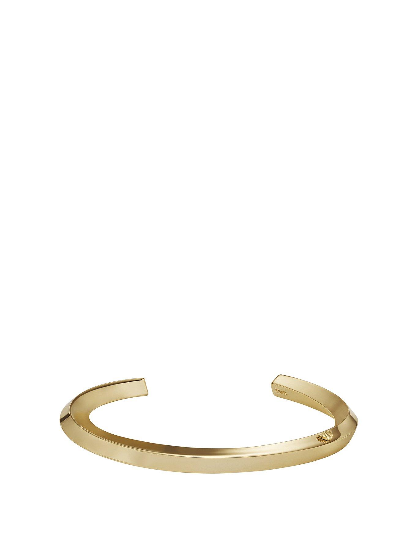 Product photograph of Emporio Armani 14k Gold-plated Brass Bangle Bracelet from very.co.uk