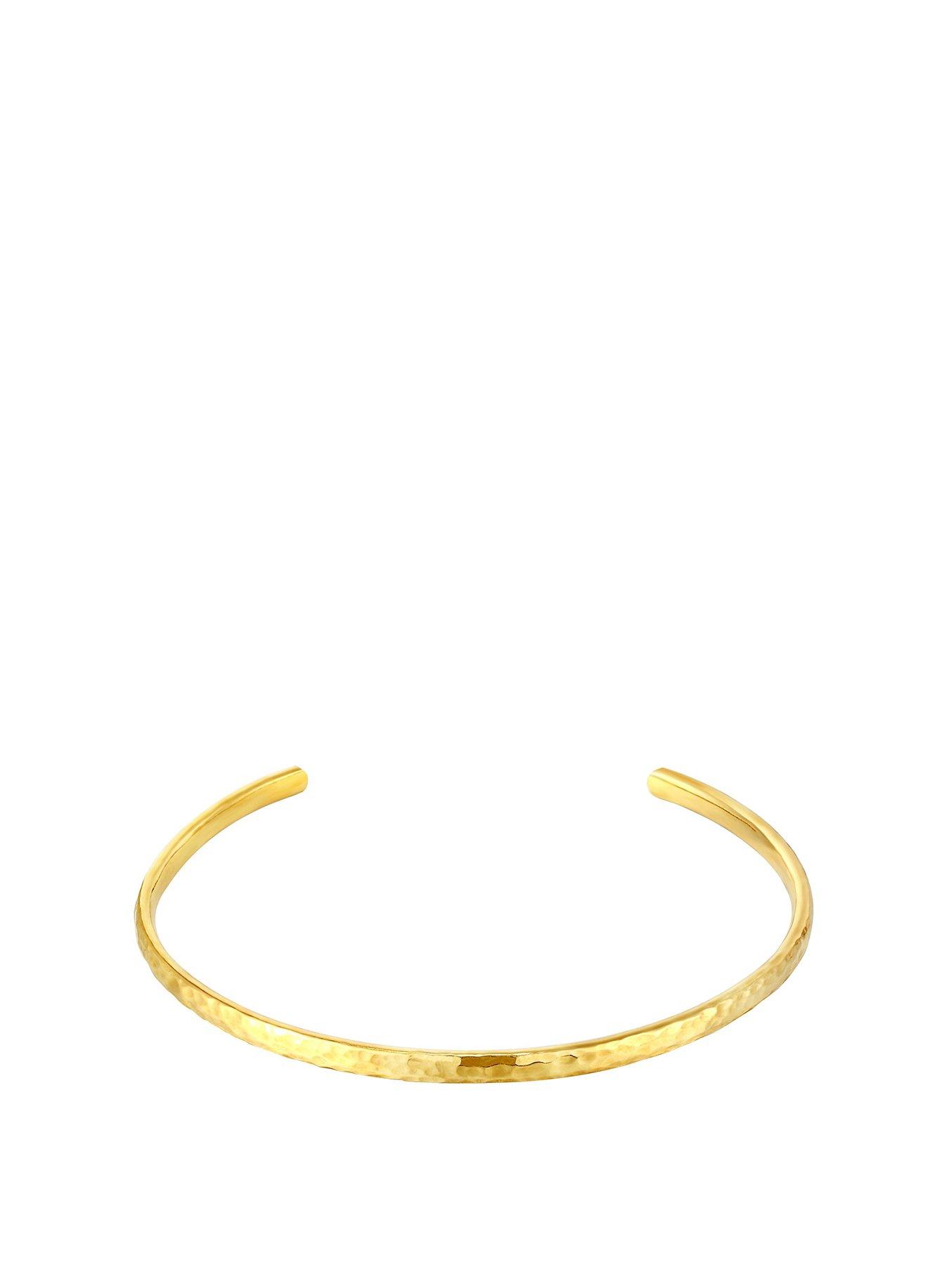 Product photograph of Seol Gold Hammered Cuff Bangle from very.co.uk