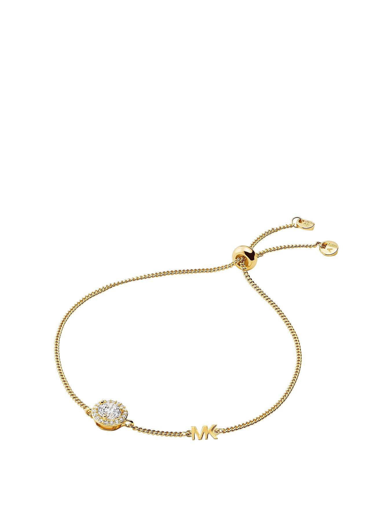 undefined 14k Gold-Plated Sterling Silver Halo Slider Bracelet