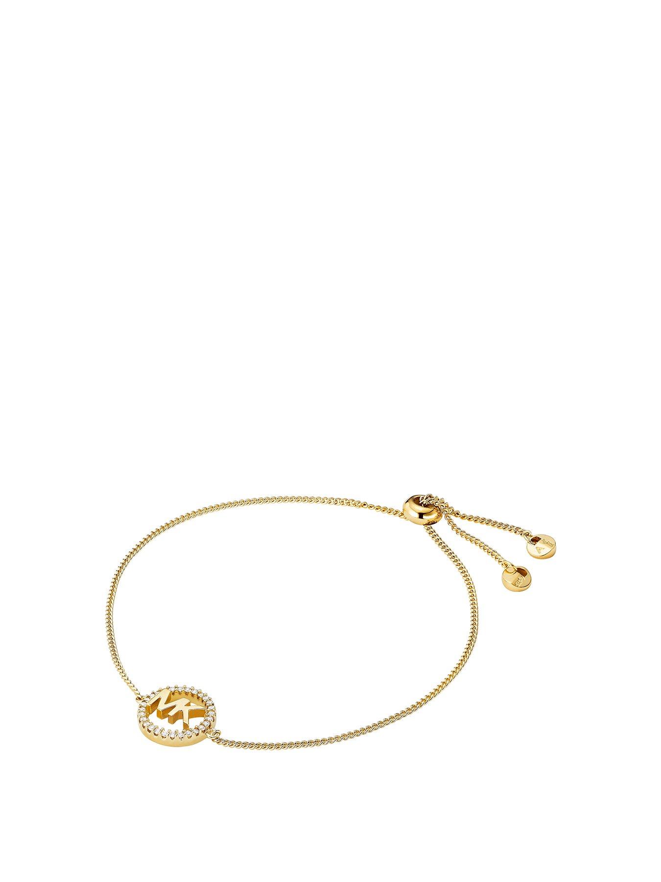 Product photograph of Michael Kors 14k Gold-plated Sterling Silver Logo Slider Bracelet from very.co.uk