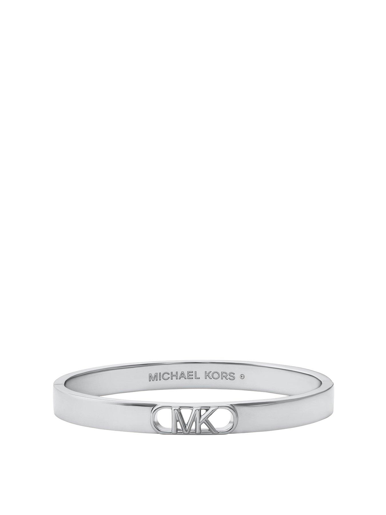 Product photograph of Michael Kors Platinum-plated Empire Link Bangle Bracelet from very.co.uk