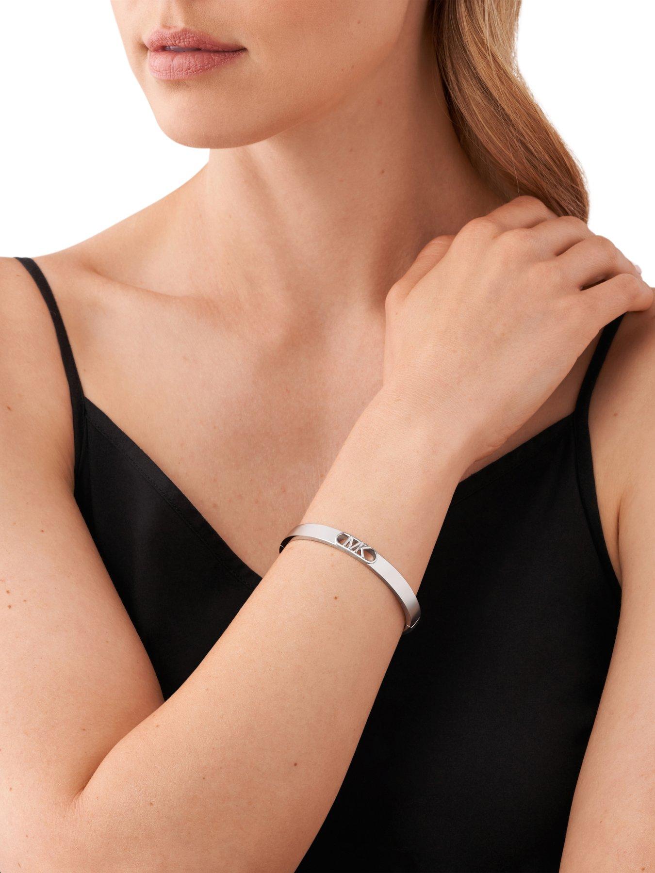 Image 2 of 3 of Michael Kors Platinum-Plated Empire Link Bangle Bracelet