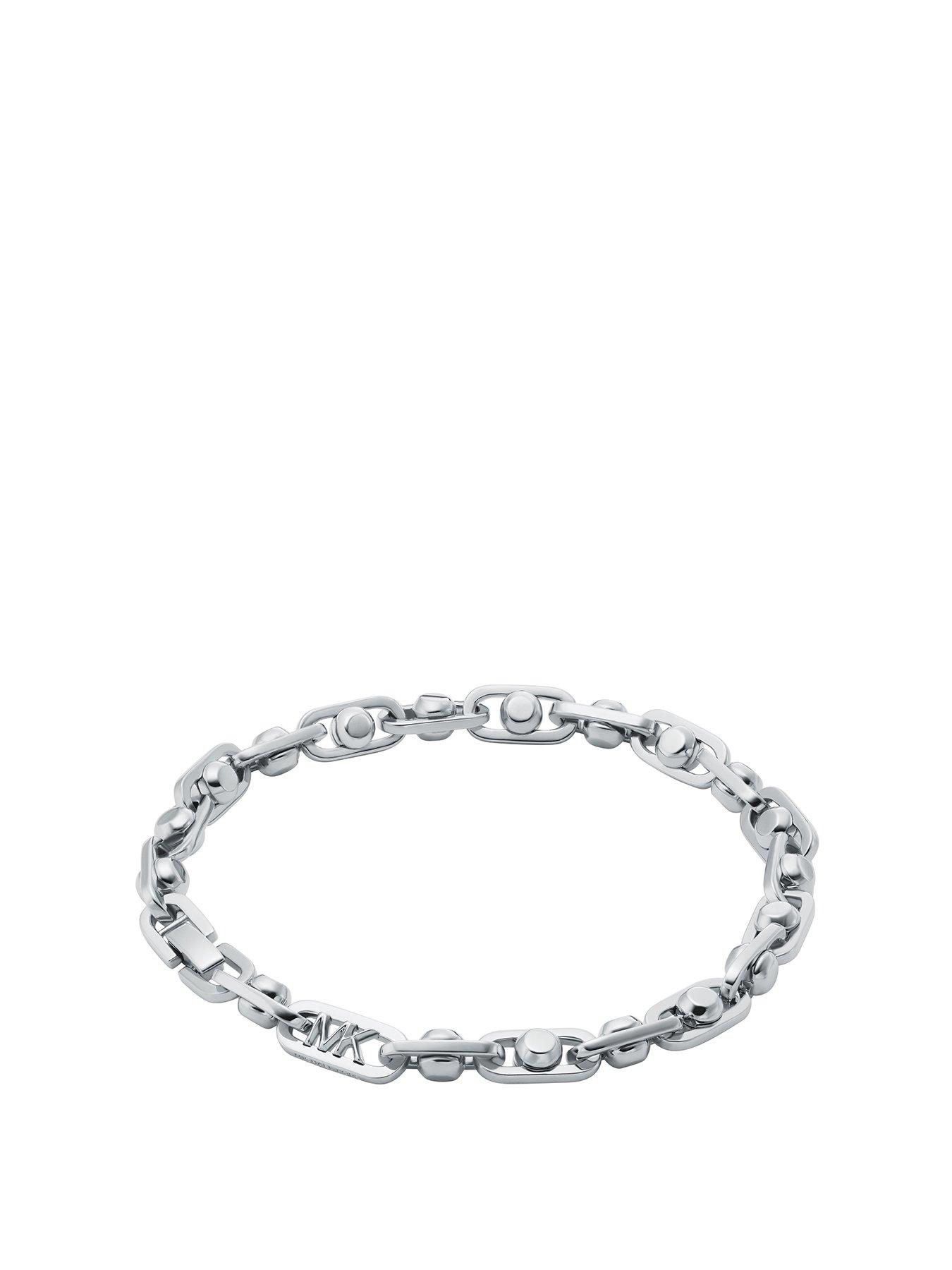 Product photograph of Michael Kors Platinum Astor Link Chain Bracelet from very.co.uk